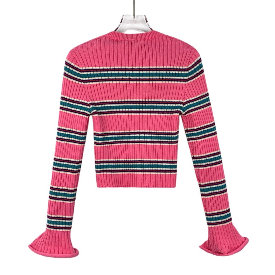 Louis Vuitton Louis Vuitton 22 Pink Striped Wool Flared Sleeve Knit Top Size M / US 6-8 / IT 42-44 - 2 Thumbnail