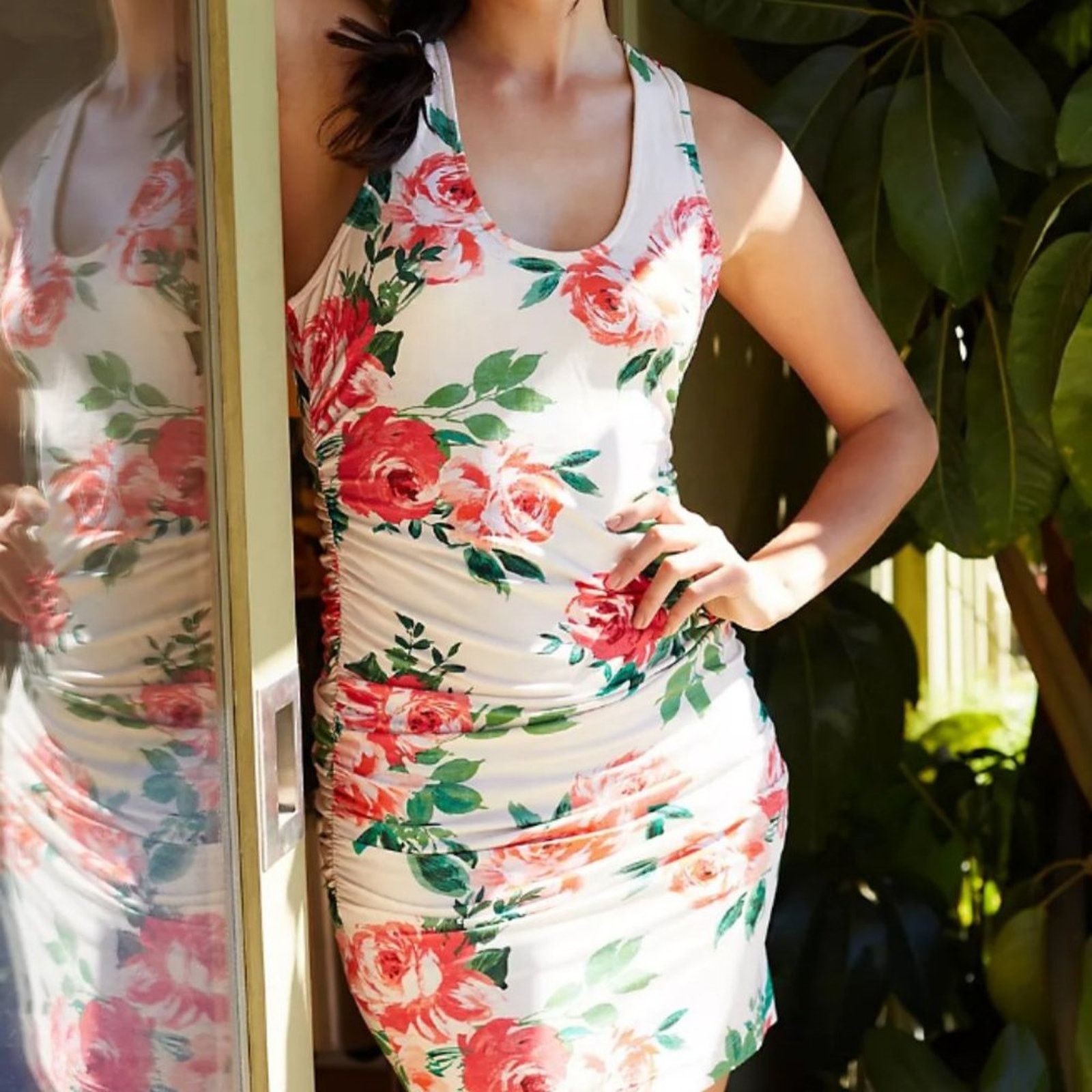 Anthropologie Anthropologie Cream Floral Eureka Racerback Dress Size XS / US 0-2 / IT 36-38 - 2 Thumbnail