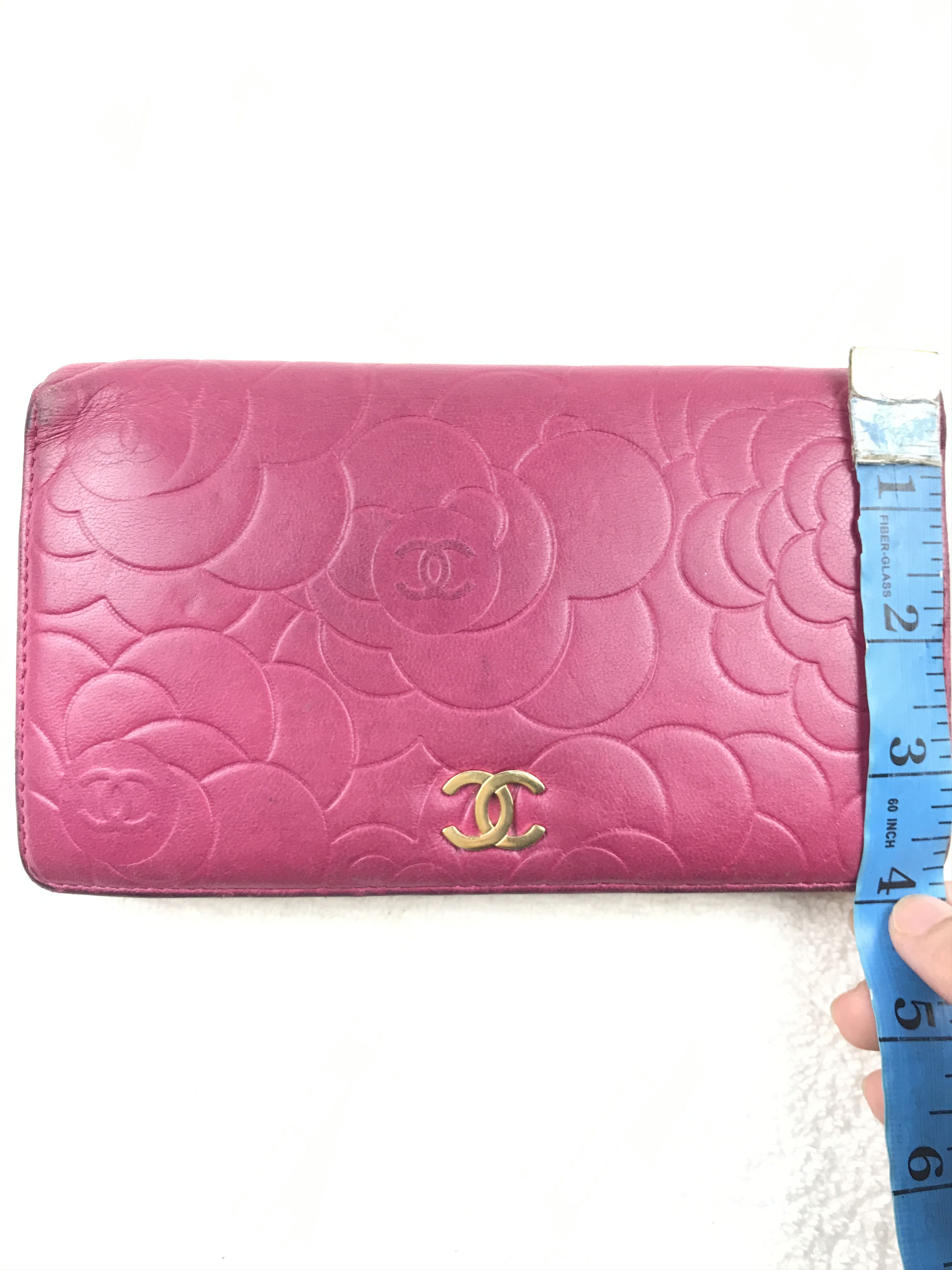 Chanel × Vintage Chanel Pink Embossed Lambskin Leather Camellia Long Wallet Size ONE SIZE - 6 Thumbnail