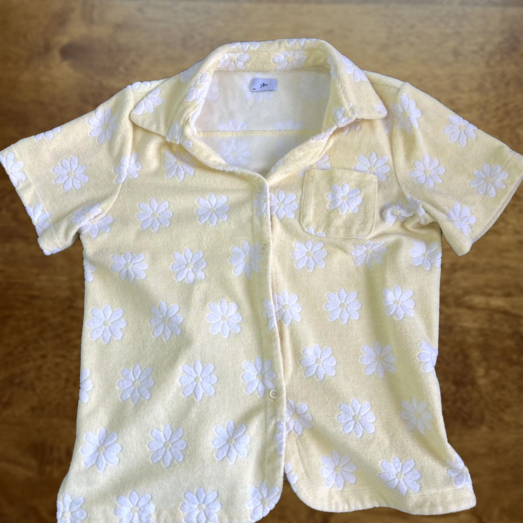Vintage YLW Shirt Womens Large Yellow Daisy Floral Button-Up Short Sleeve Top Size L / US 10 / IT 46 - 1 Thumbnail