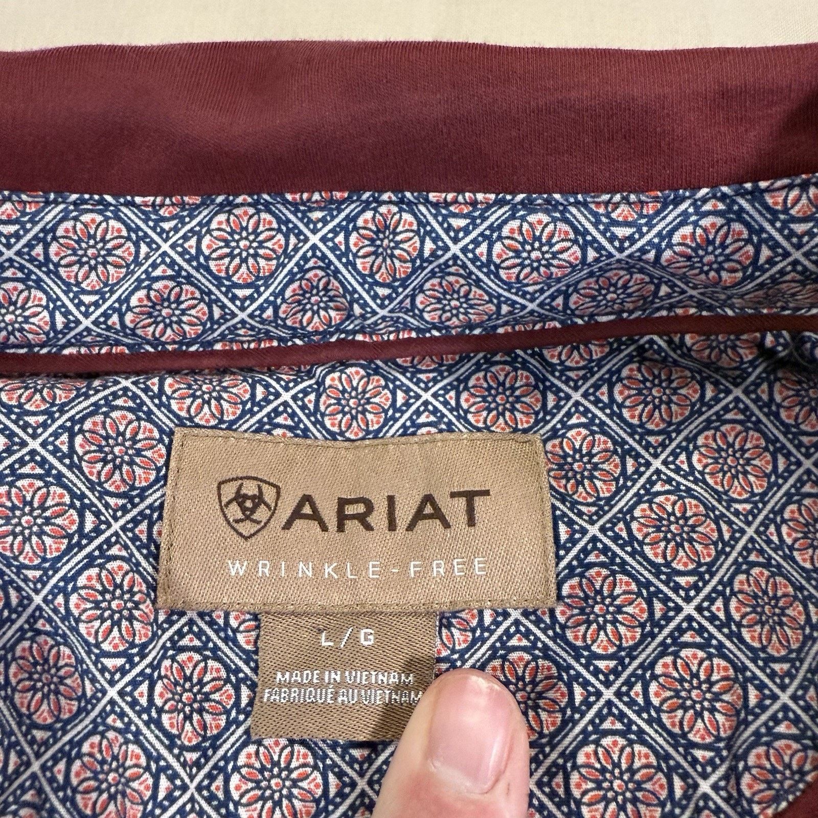 Ariat Ariat Wrinkle Free Polo Performance Mens Size Large Maroon Size US L / EU 52-54 / 3 - 3 Thumbnail