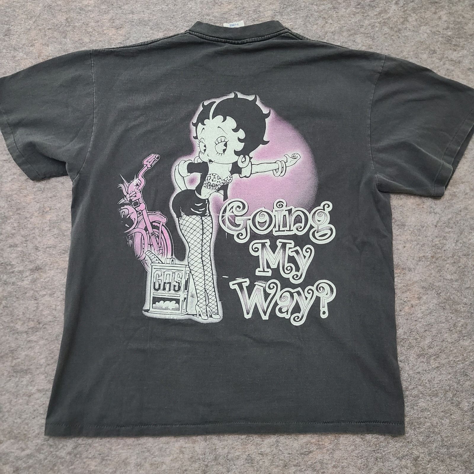 Other Betty Boop Biker Mens XL AOP Shirt Black Faded Single Stitch Size US XL / EU 56 / 4 - 4 Thumbnail