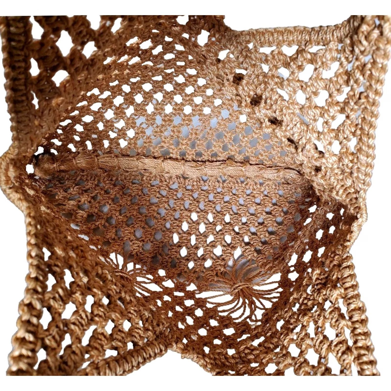 Vintage Isa Tapia Day Bikini Bag Natural Crochet Raffia Handmade India Women Medium Size ONE SIZE - 6 Thumbnail