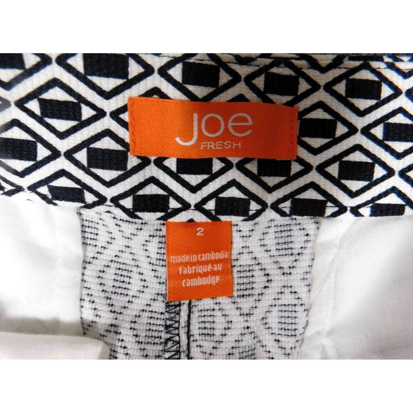 Vintage Joe Fresh Womens Shorts 2 White chino Floral Casual Mid Rise Flat Front Cotton Spandex Knit Slimming Walking Regular Zip Front Size 30" / US 8 / IT 44 - 7 Thumbnail