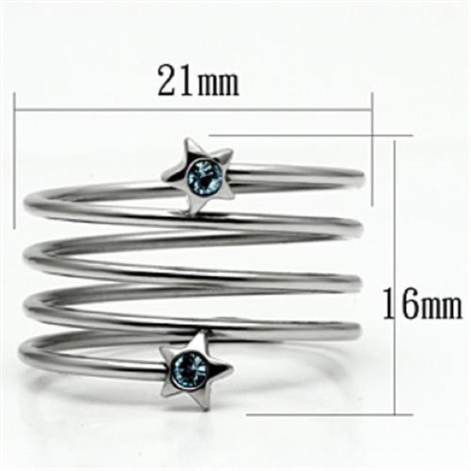The Unbranded Brand Stainless Steel Wrap Around Crystal Blue Star Ring Size ONE SIZE - 4 Thumbnail