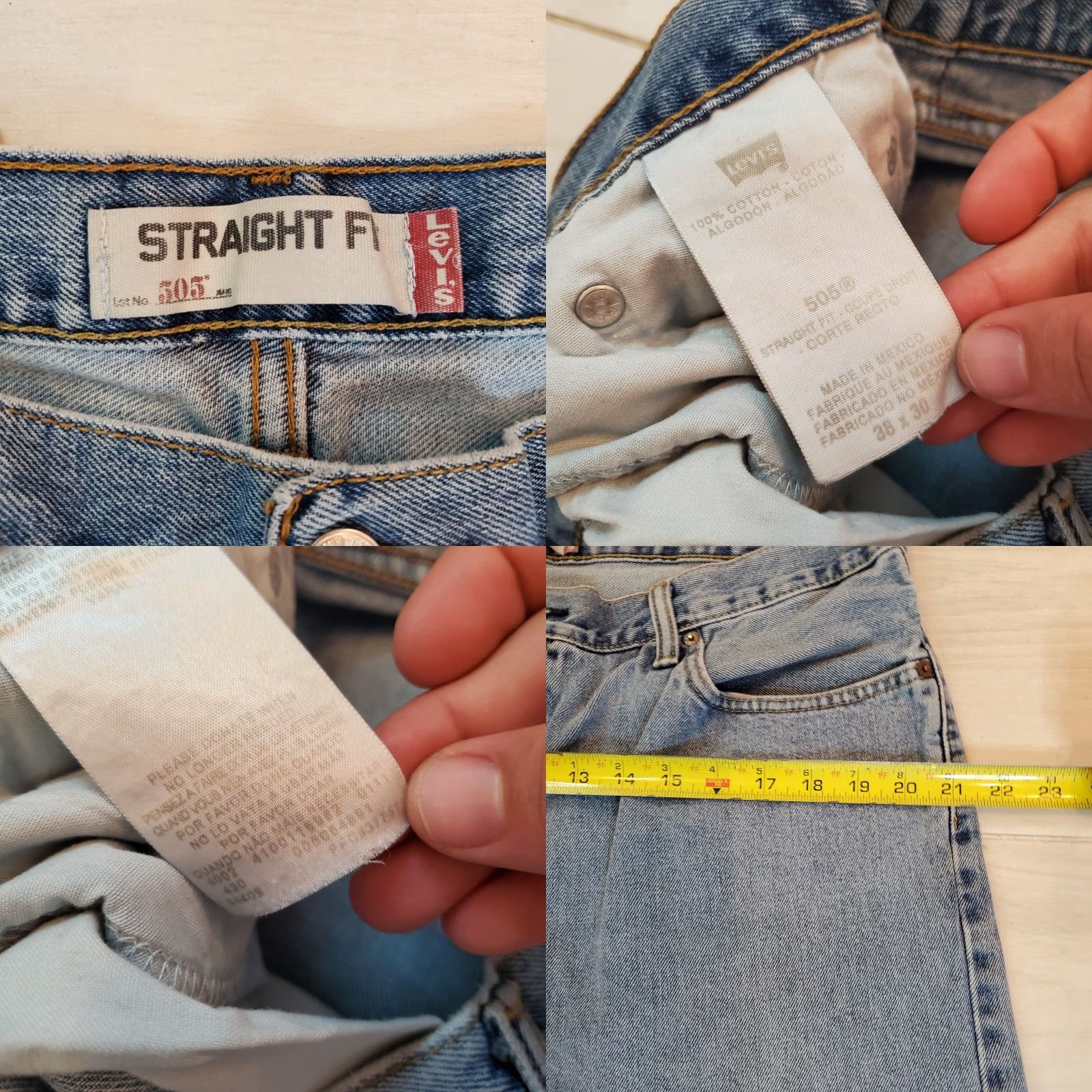 Levi's VINTAGE Levi's 505 Jeans Mens 38x30 Blue Straight Leg Distressed Hole Ripped Denim 5-Pocket Regular Zip Fly Belt Loops Men Jeans Size US 38 / EU 54 - 8 Thumbnail