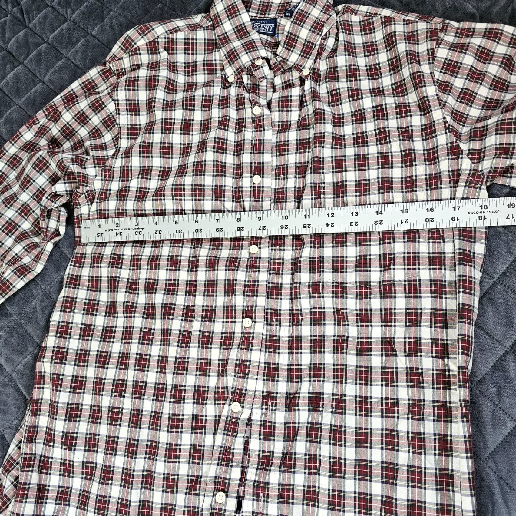 Lands' End VINTAGE Lands' End Shirt Mens 15 Reg Red Plaid Button Up Egyptian Cotton Long Slv Size US M / EU 48-50 / 2 - 5 Thumbnail