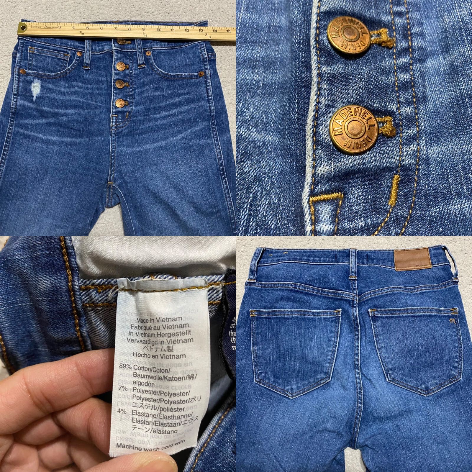 Madewell Madewell Jeans Womens 26 Blue Denim High Rise Medium Wash Skinny Distressed Size 26" / US 2 / IT 38 - 8 Thumbnail
