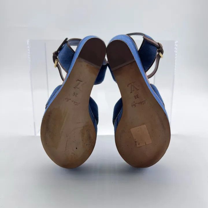 Louis Vuitton Louis Vuitton Blue Platform Cross-Strap Heels -2508 Size US 6 / IT 36 - 4 Thumbnail