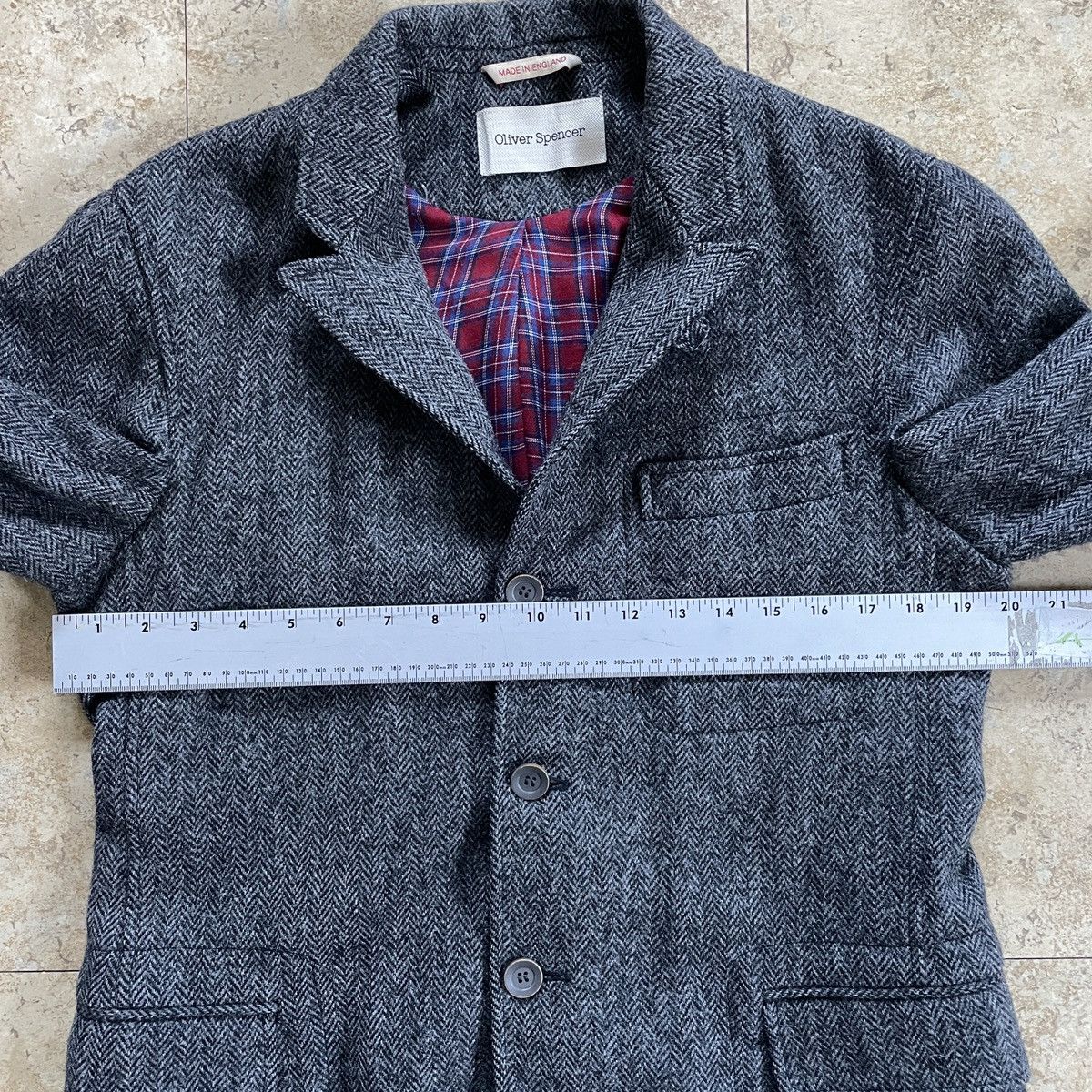 Oliver Spencer Oliver Spencer tweed wool sport coat with red plaid lining Size 38R - 6 Thumbnail