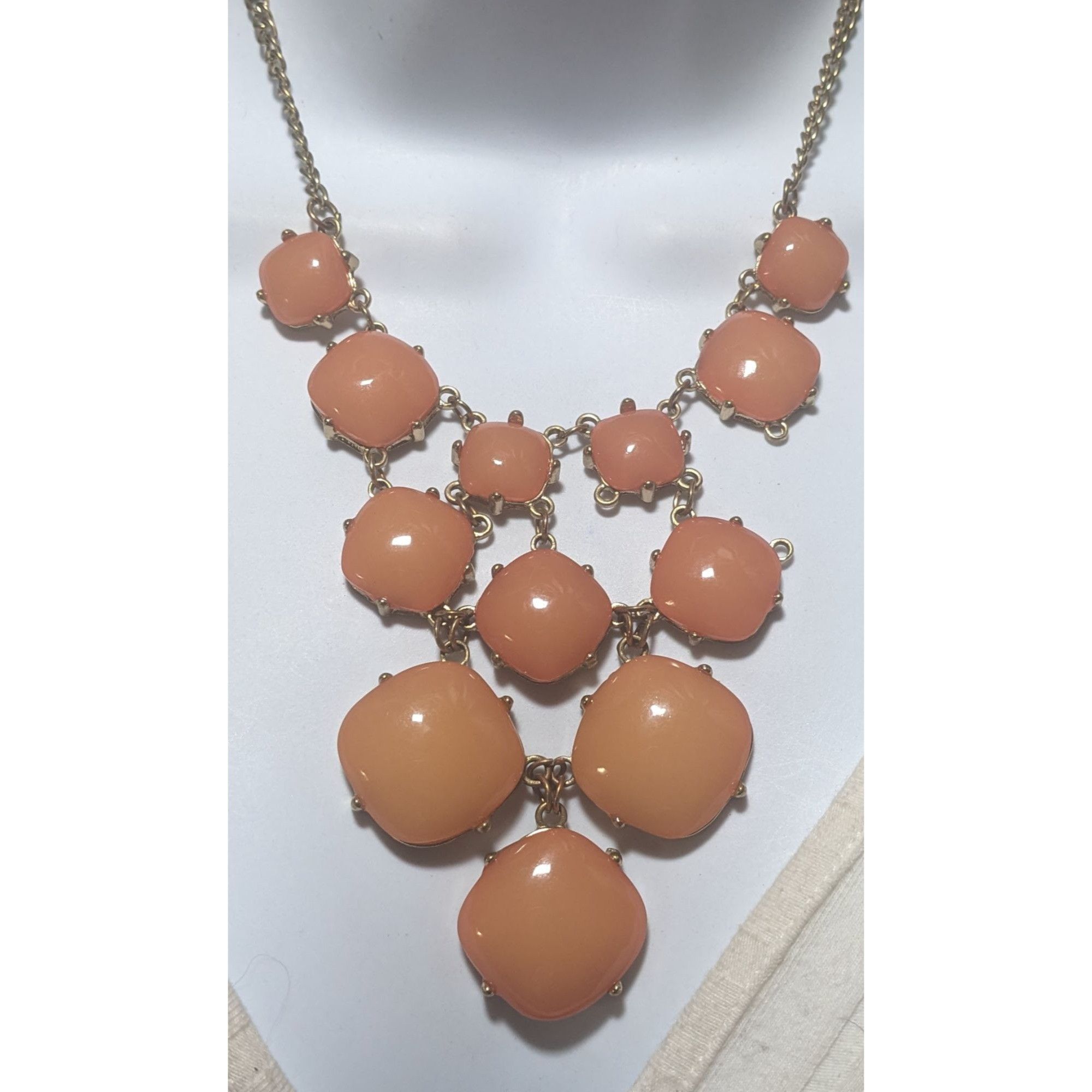 Other Peach Bubble Bib Statement Necklace With Gold Chain Size ONE SIZE - 5 Thumbnail