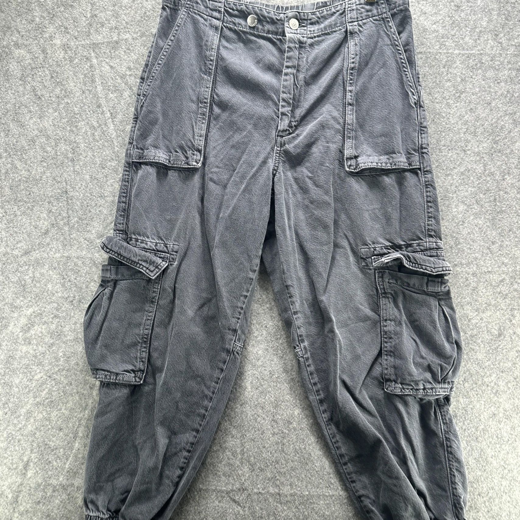 Allsaints AllSaints Frieda Denim Cargo Jogger Trousers Womens 10 Gray Elastic Waist Pockets Tapered Cuffed Denim Casual Pants Size 32" / US 10 / IT 46 - 3 Thumbnail