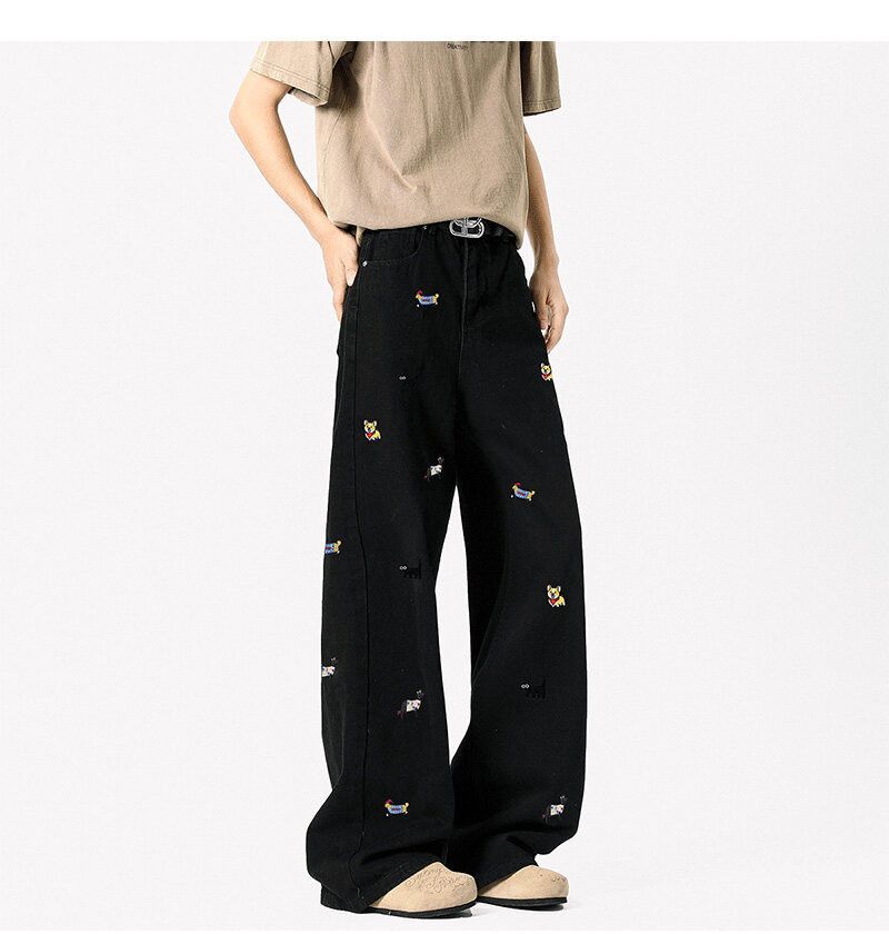 Japanese Brand Men's straight washed bootcut dachshund embroidered jeans Size US 32 / EU 48 - 4 Thumbnail
