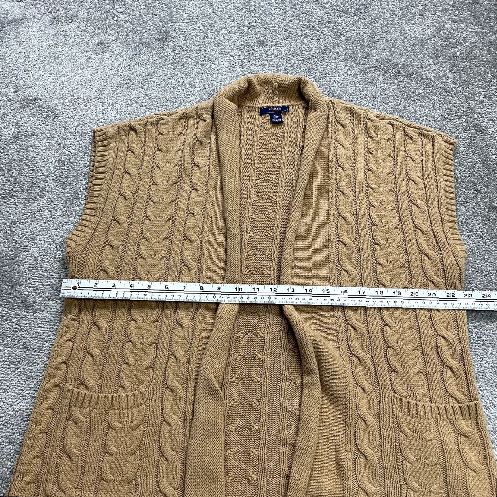 Chaps VINTAGE CHAPS Open Vest Sweater Womens XL Brown Cable Knit Sleeveless Casual Size XL / US 12-14 / IT 48-50 - 6 Thumbnail