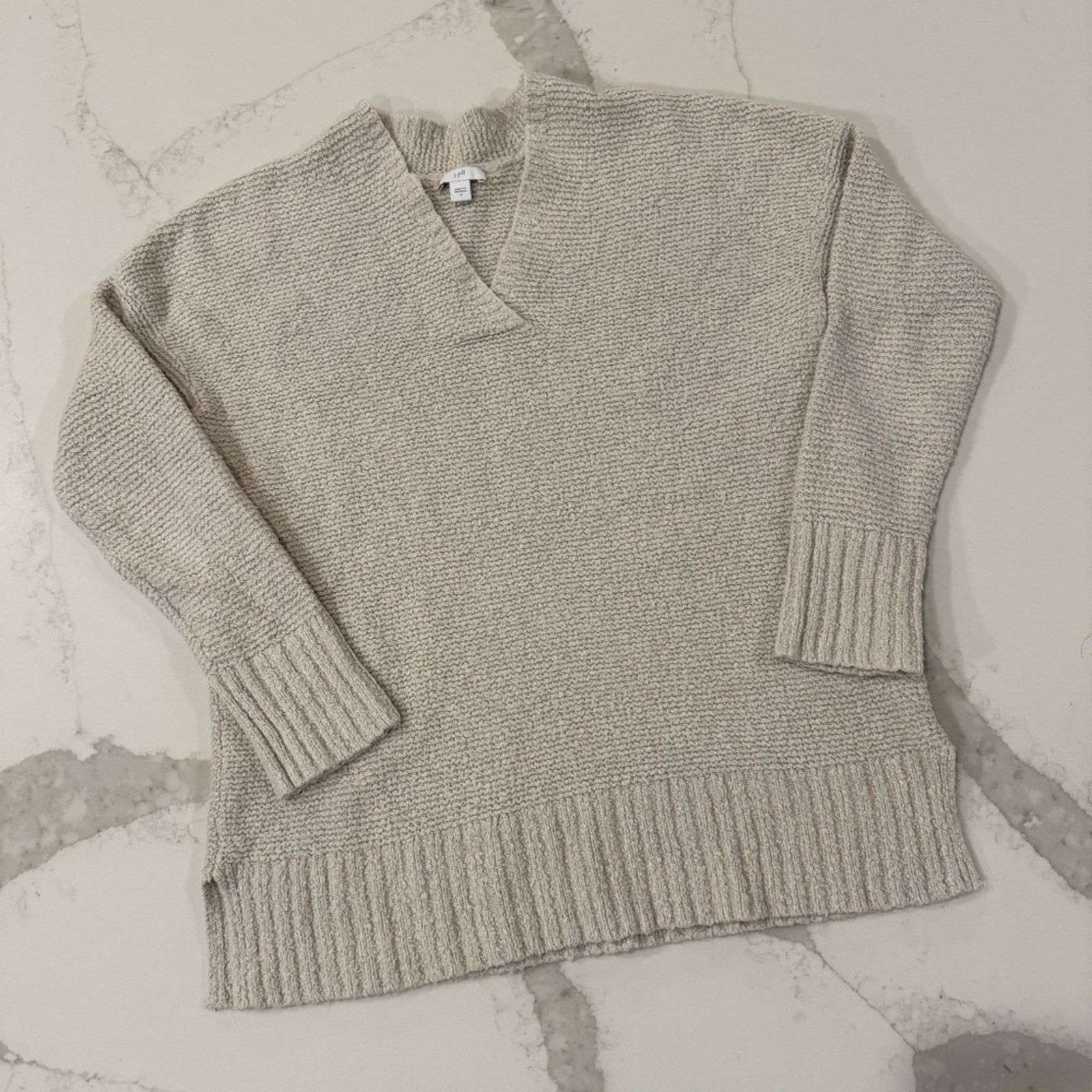 J. Jill J. Jill Textured VNeck Cotton Blend Cozy Sweater Women Small Size S / US 4 / IT 40 - 1 Thumbnail
