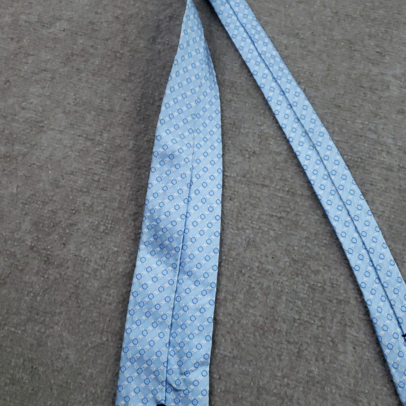 Versace Versace Tie Mens Blue Geometric Woven 100% Silk Designer Necktie Made Italy Z Size ONE SIZE - 4 Thumbnail