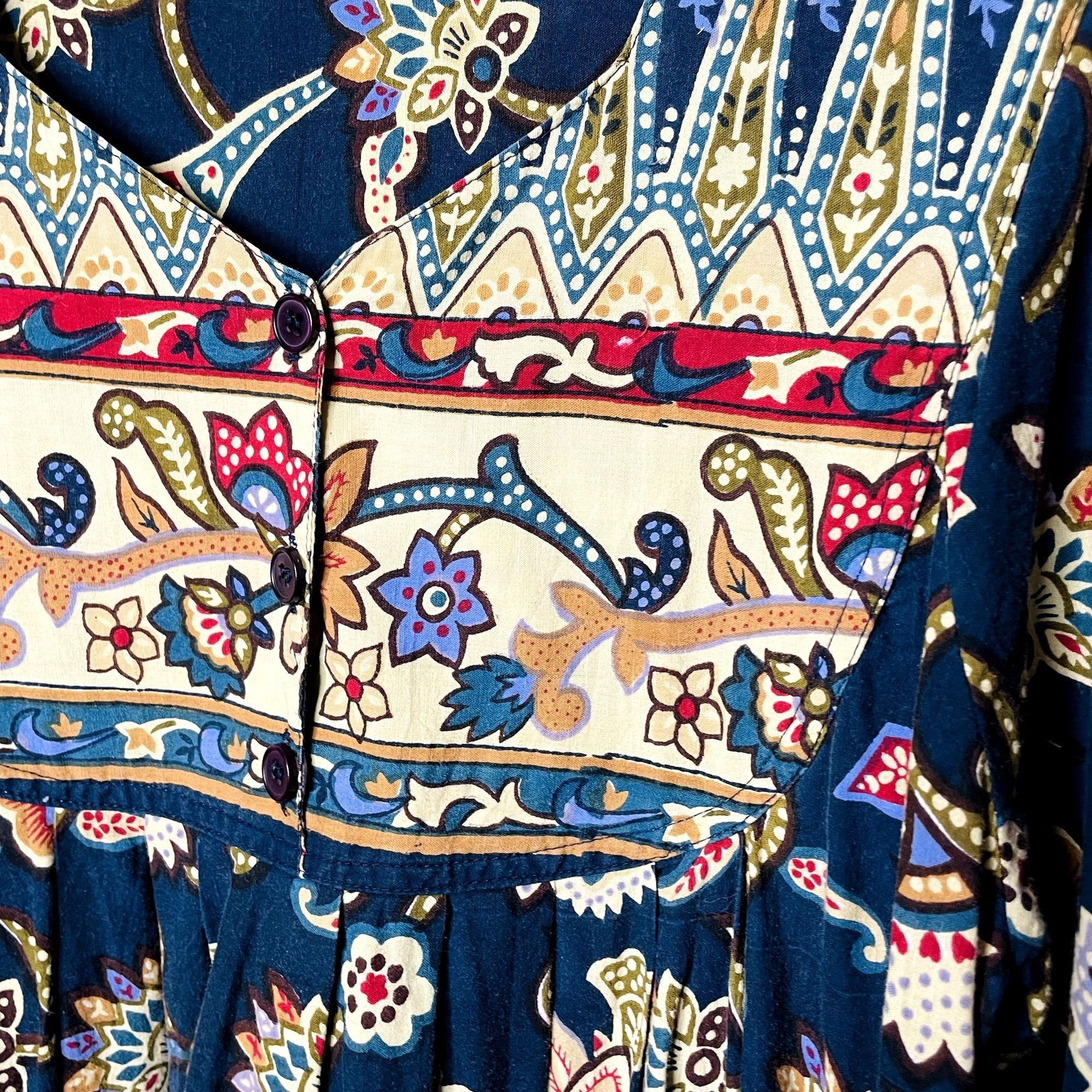 Other Womens Midi Floral Prairie Dress Vintage Handmade Blue Size Size S / US 4 / IT 40 - 3 Thumbnail