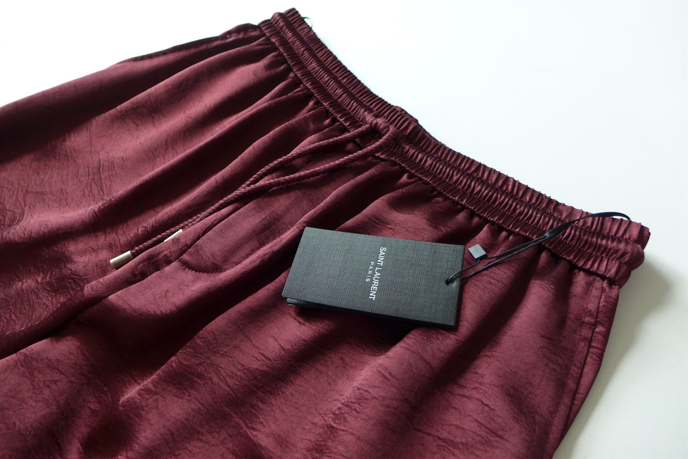Saint Laurent Paris Saint Laurent Drawstring Track Pants - Burgundy Satin Size US 34 / EU 50 - 10 Thumbnail