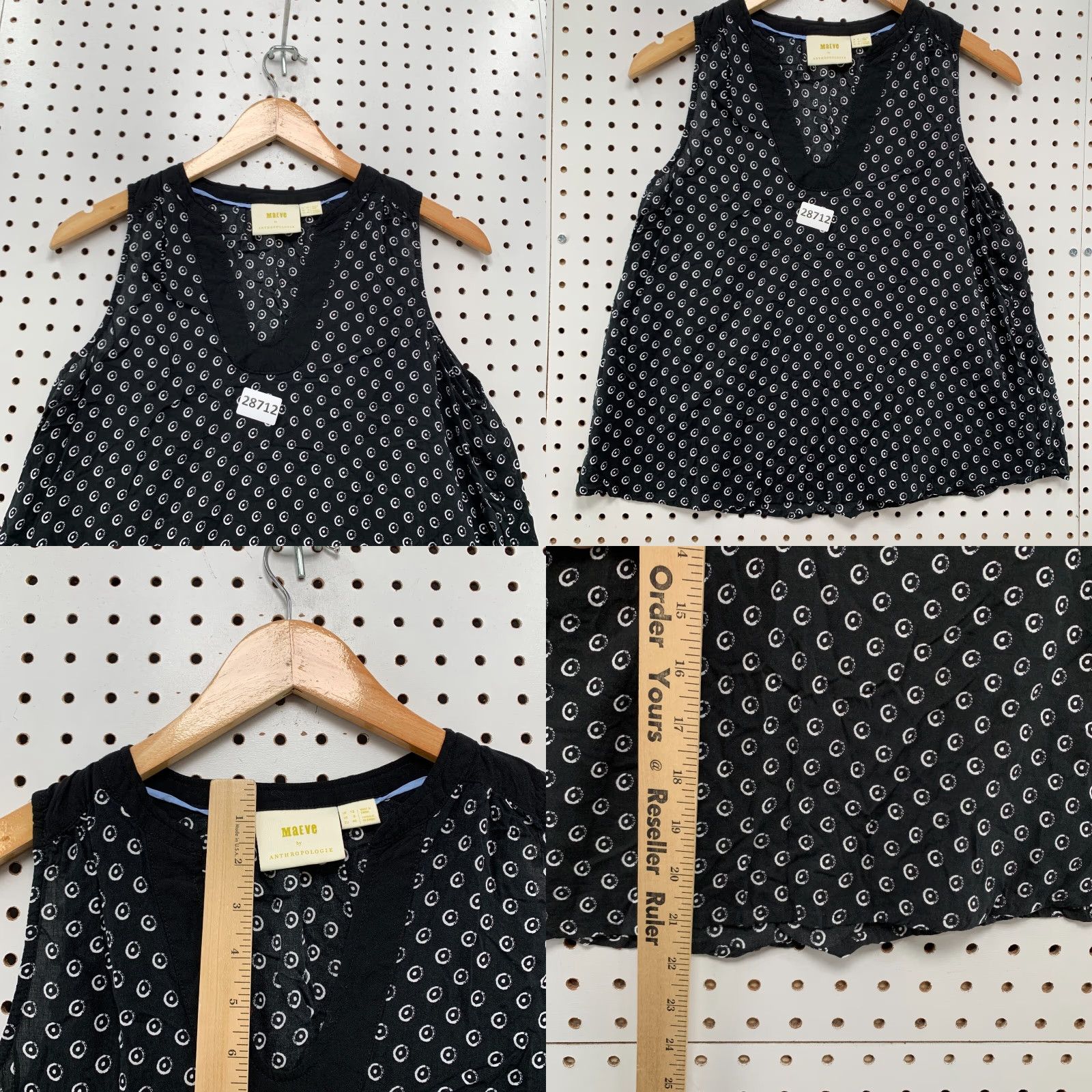 Vintage VINTAGE Anthropologie Maeve Tank Top Women Size 8 Sleeveless V-Neck Polka Dot Black White 17x22 Size M / US 6-8 / IT 42-44 - 8 Thumbnail