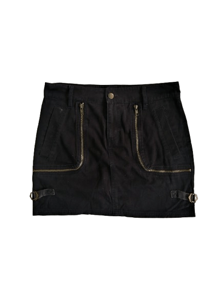 Japanese Brand Sky Bomber Mini Skirts Black Colour With Zipper Pocket Size 30" / US 8 / IT 44 - 1 Thumbnail