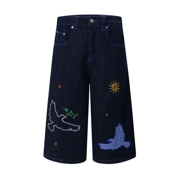Japanese Brand VIBE Retro plaid contrast pocket cargo denim shorts y2k Size US 32 / EU 48 - 1 Thumbnail
