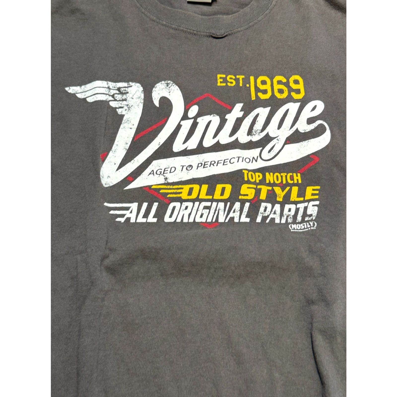 Gildan Gildan Shirt Men M Grey White Yellow Red Vintage 1969 T-Shirt Crew Neck Short Sleeve Cotton Size US M / EU 48-50 / 2 - 5 Thumbnail