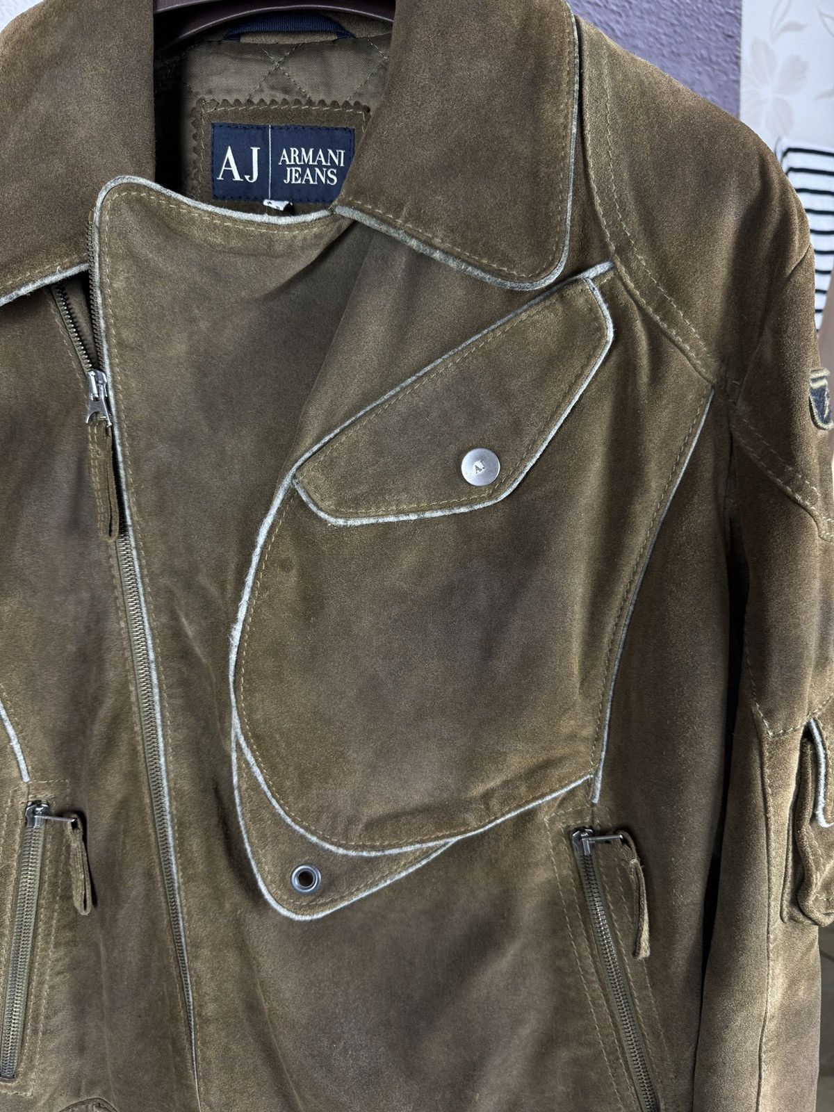 Armani Armani Jeans moto biker frontal pocket leather suede jacket Size US L / EU 52-54 / 3 - 12 Thumbnail