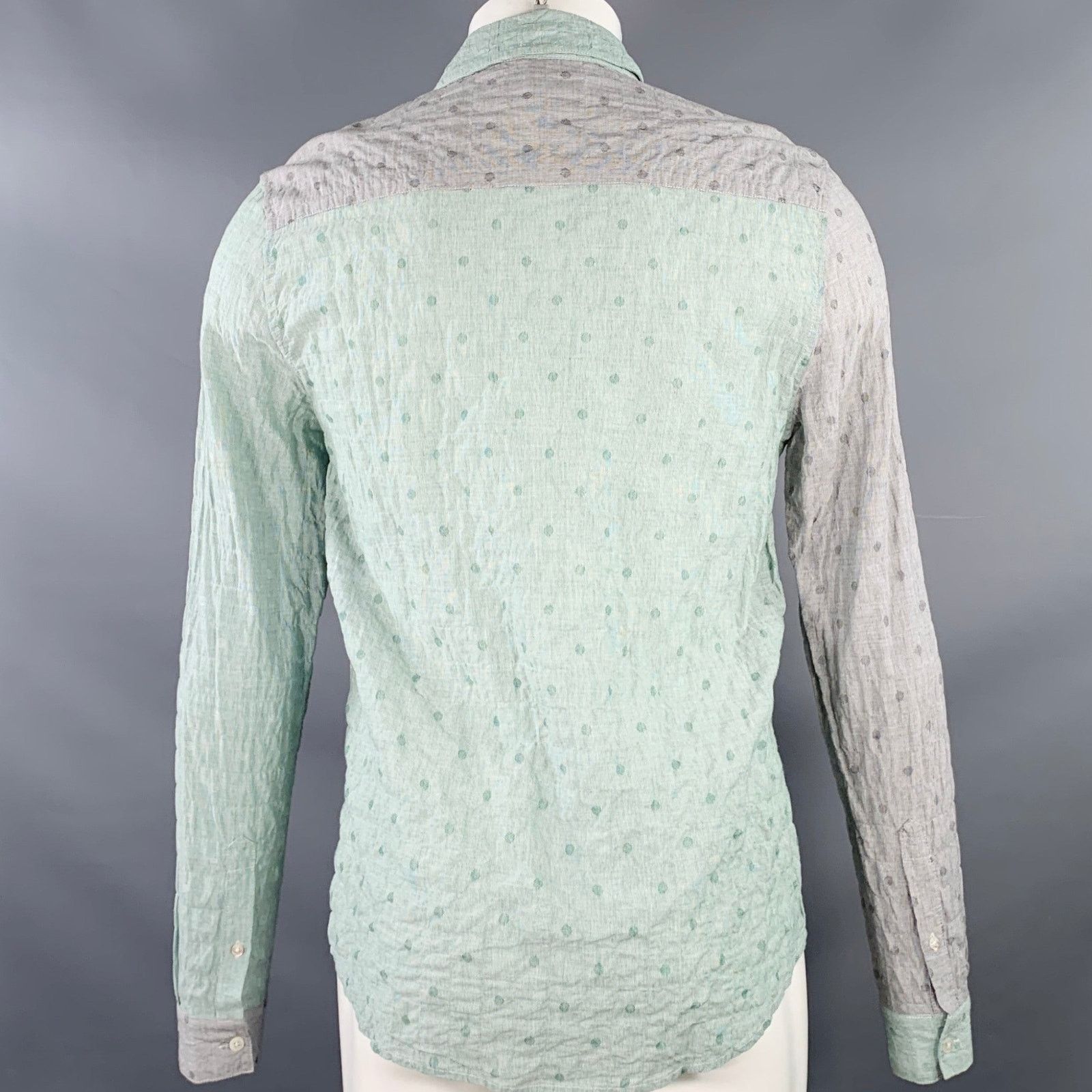 Opening Ceremony Size M Grey Mint Color Block Cotton Long Sleeve Shirt Size US M / EU 48-50 / 2 - 4 Thumbnail