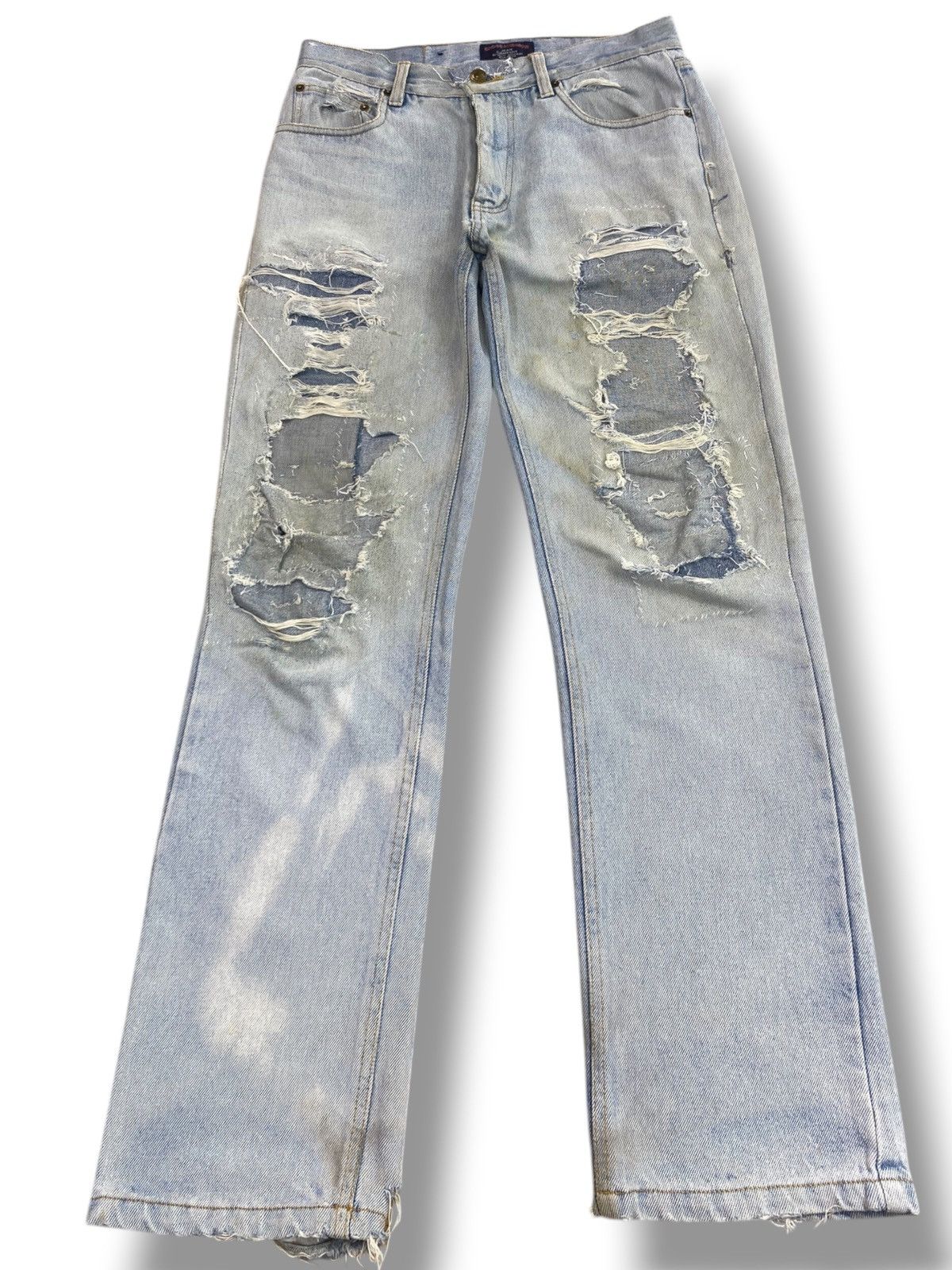 Japanese Brand Japanese Brand Light Wash Style Distressed Patch Work Jeans Size US 30 / EU 46 - 1 Thumbnail