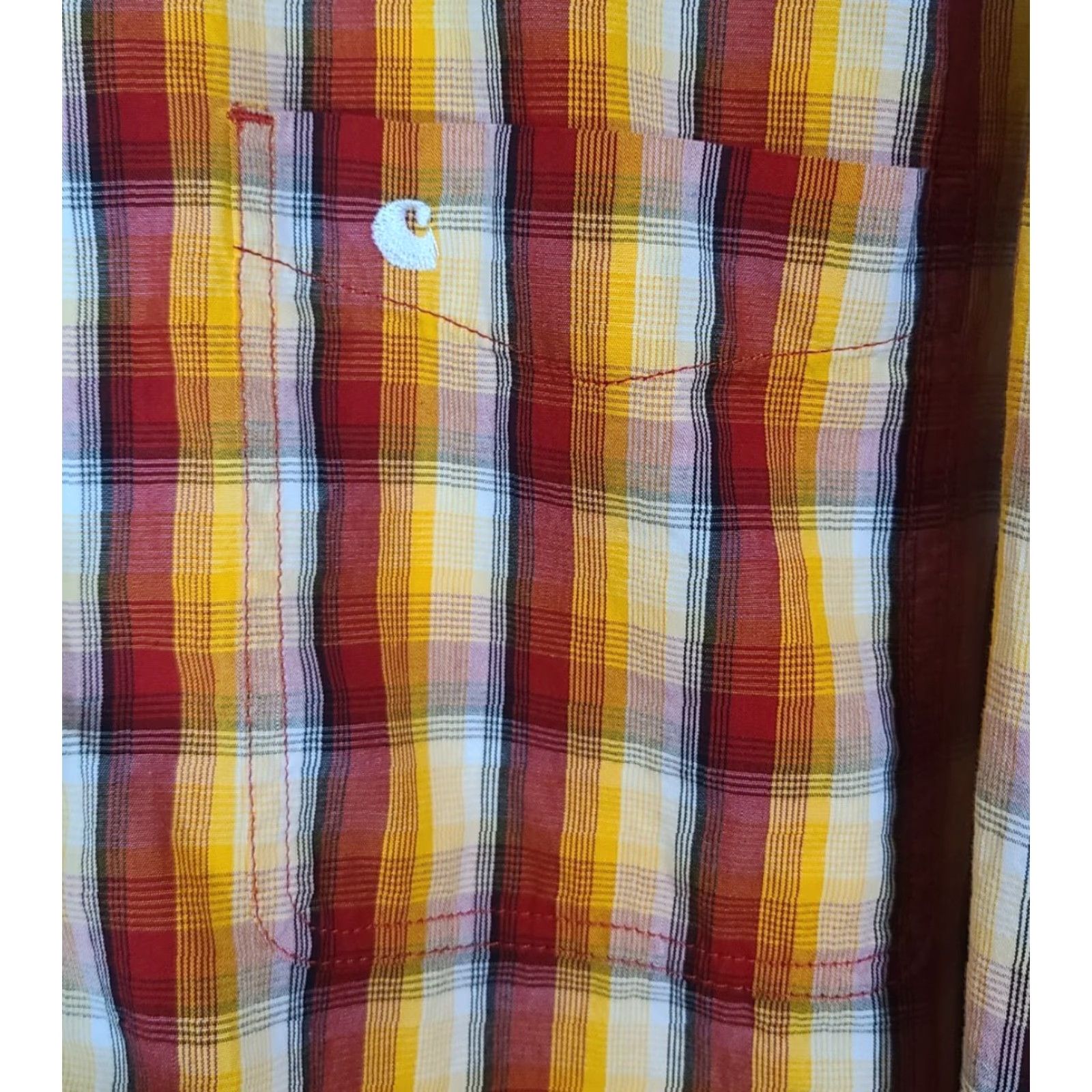 Carhartt Carhartt Shirt Men XL Plaid Long Sleeve Button Pocket XLarge Cotton Yellow Mens Size US XL / EU 56 / 4 - 4 Thumbnail