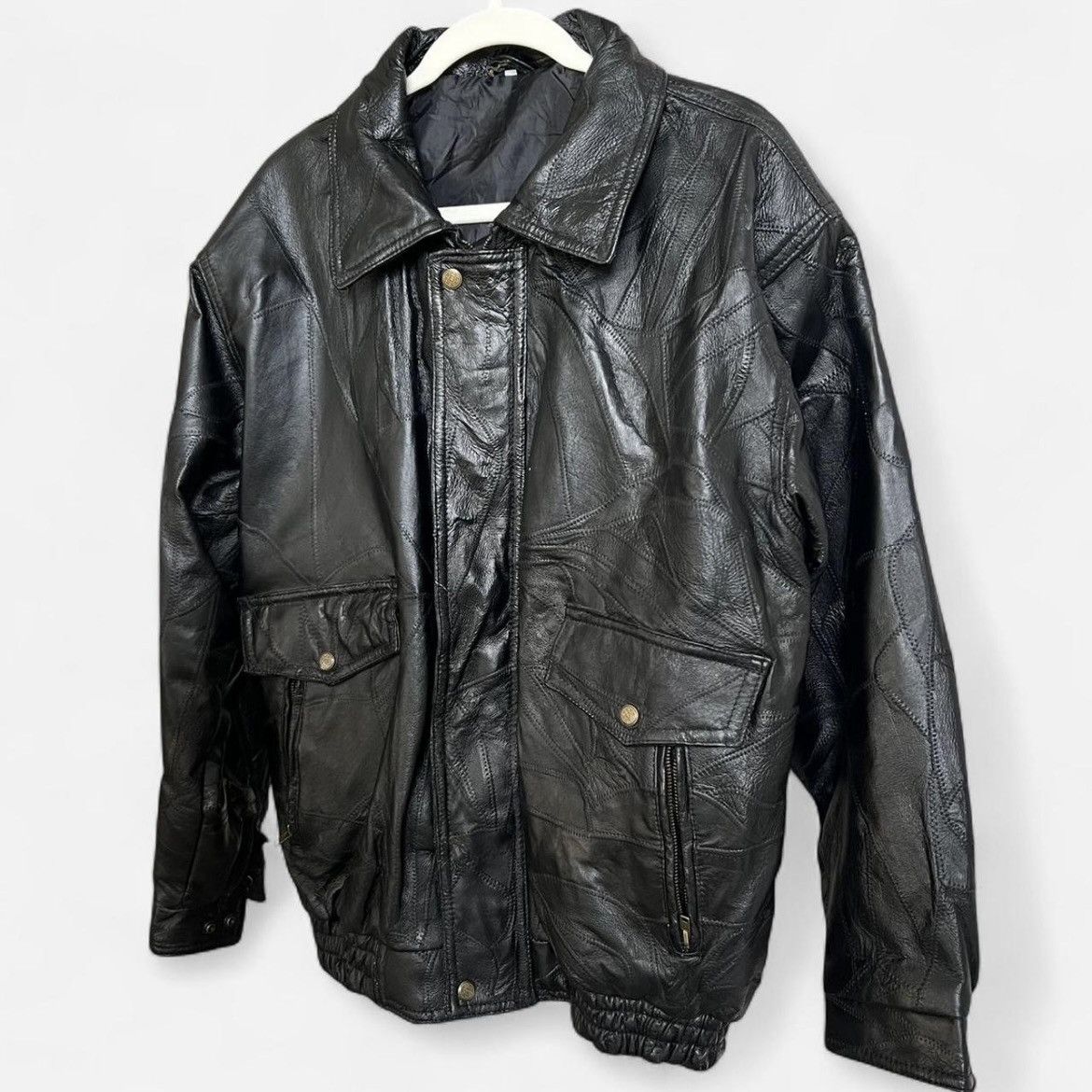 Vintage Vintage 90s Leather Patchwork Jacket – Men’s XL Size US XL / EU 56 / 4 - 8 Thumbnail