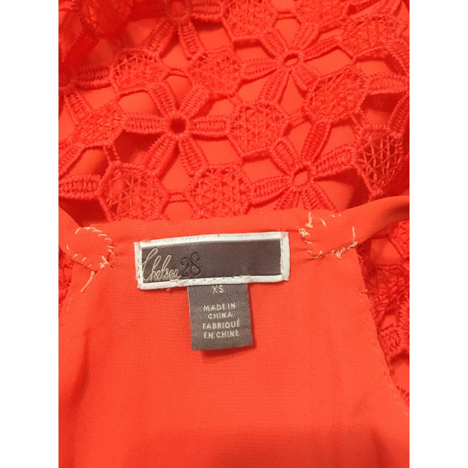 Other Chelsea28 XS Hot Coral Floral Crochet Halter Dress Lined Size XS / US 0-2 / IT 36-38 - 6 Thumbnail