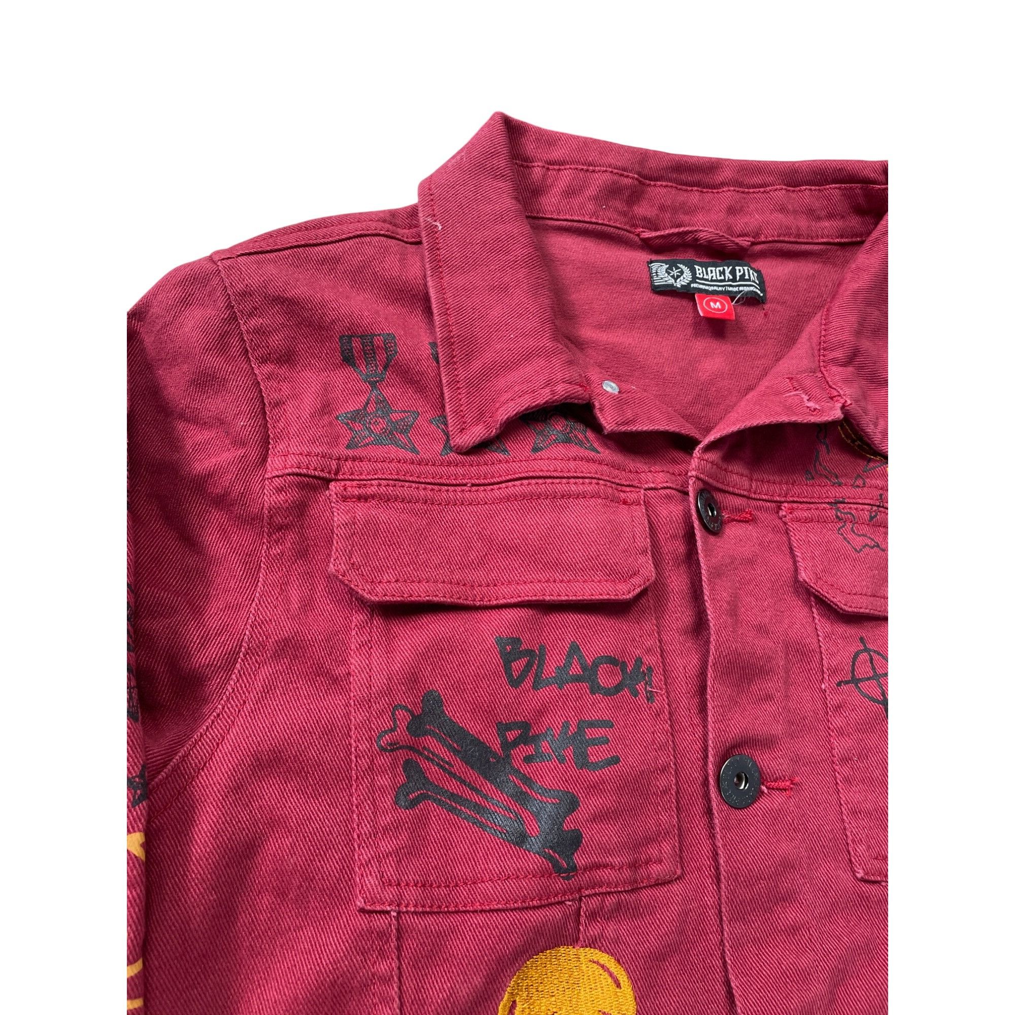 Other Black Pike Womens Red Denim embroided graphic jacket size M Size M / US 6-8 / IT 42-44 - 3 Thumbnail