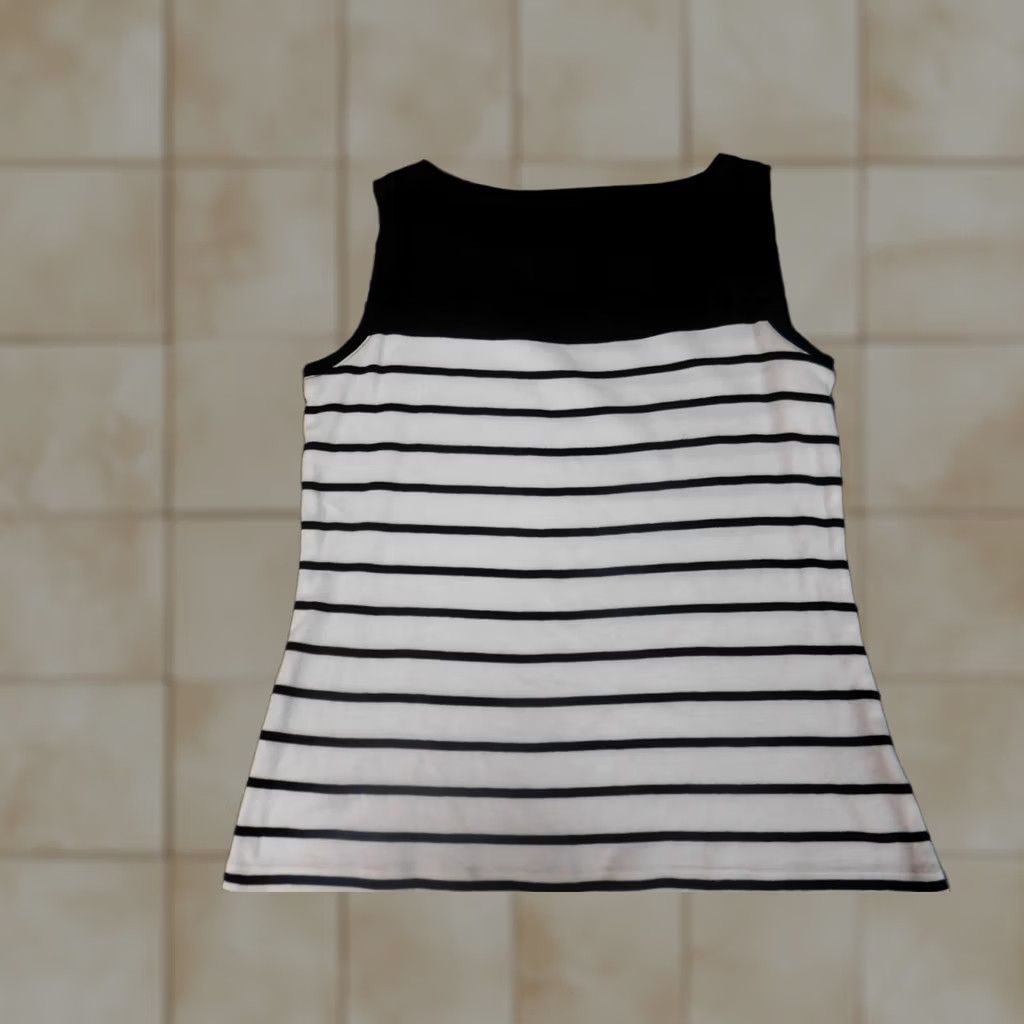 Talbots Talbots Blouse Shirt Women 0P Petite Sleeveless White Striped Crew Neck Cotton Rayon Casual Button Vintage No Size XS / US 0-2 / IT 36-38 - 1 Thumbnail