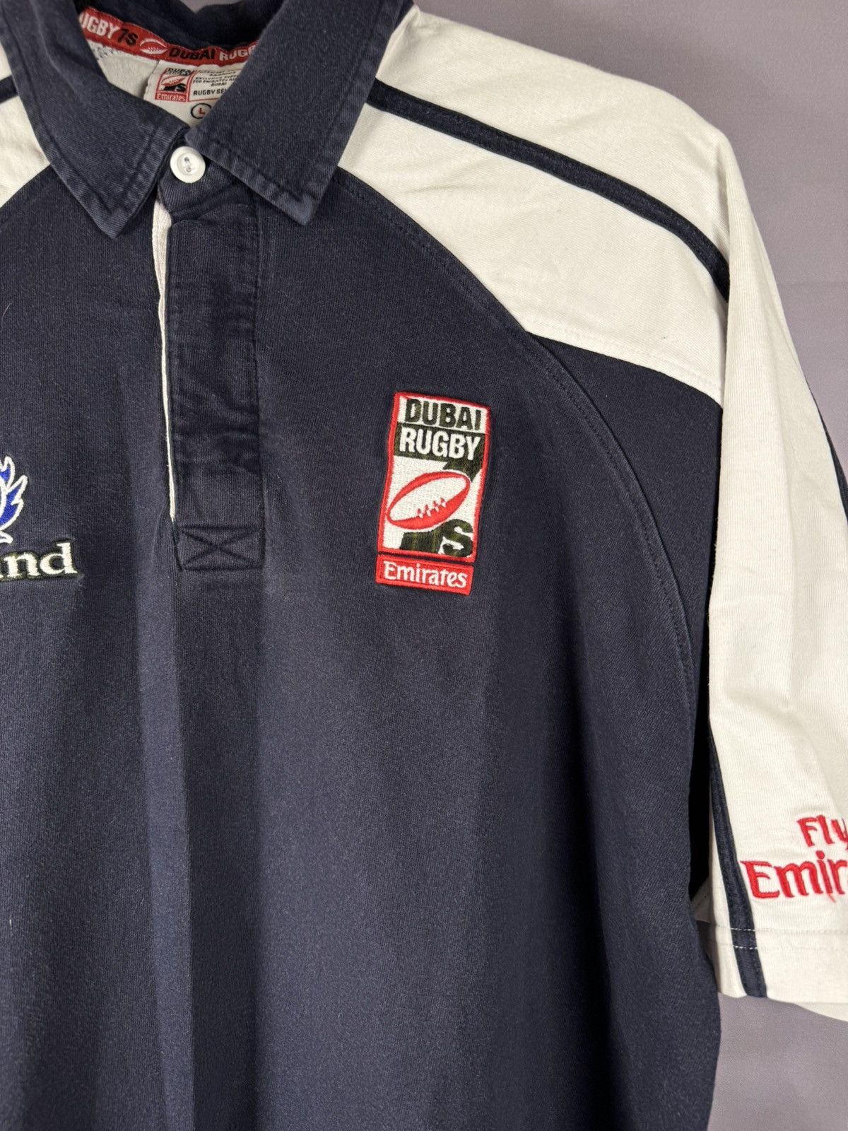 Vintage Matchworn Vintage Scotland Dubai Rugby #7 Jersey Large Size US L / EU 52-54 / 3 - 6 Thumbnail