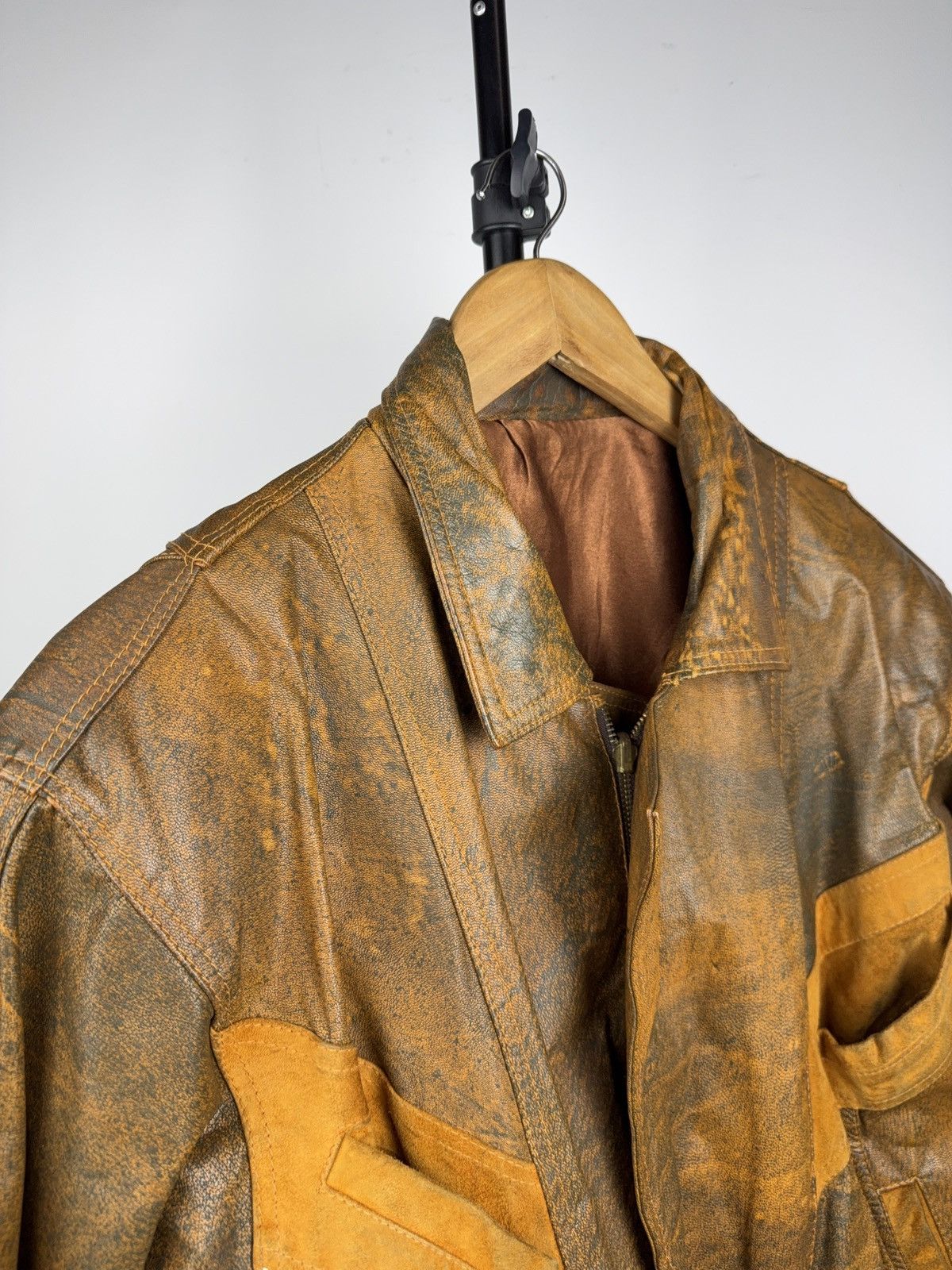 Genuine Leather Vintage Avant Garde 90s Grunge Leather Bomber Jacket Brown Size US S / EU 44-46 / 1 - 10 Thumbnail