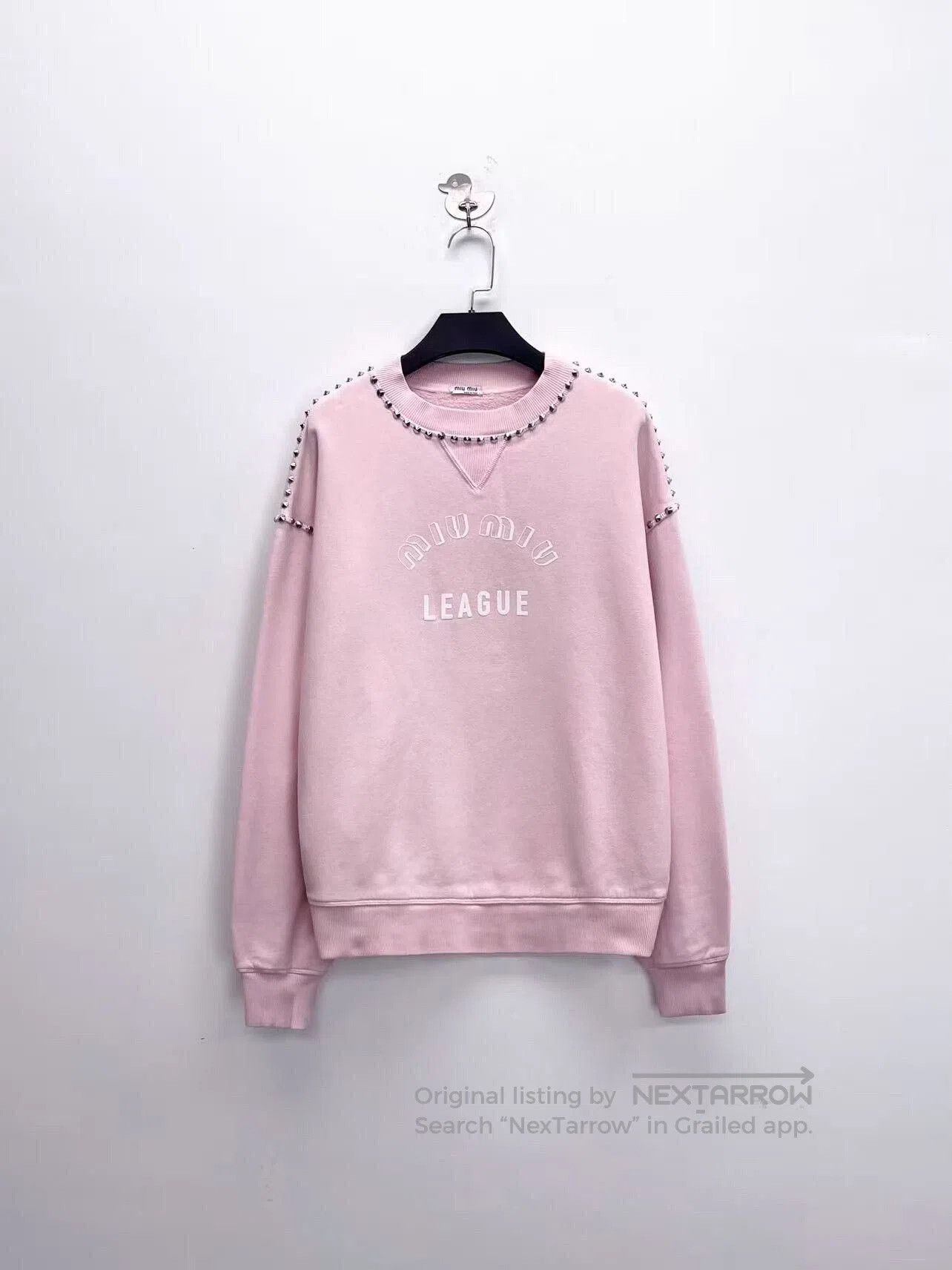 Miu Miu Pink Logo Sweatshirt with Beads.