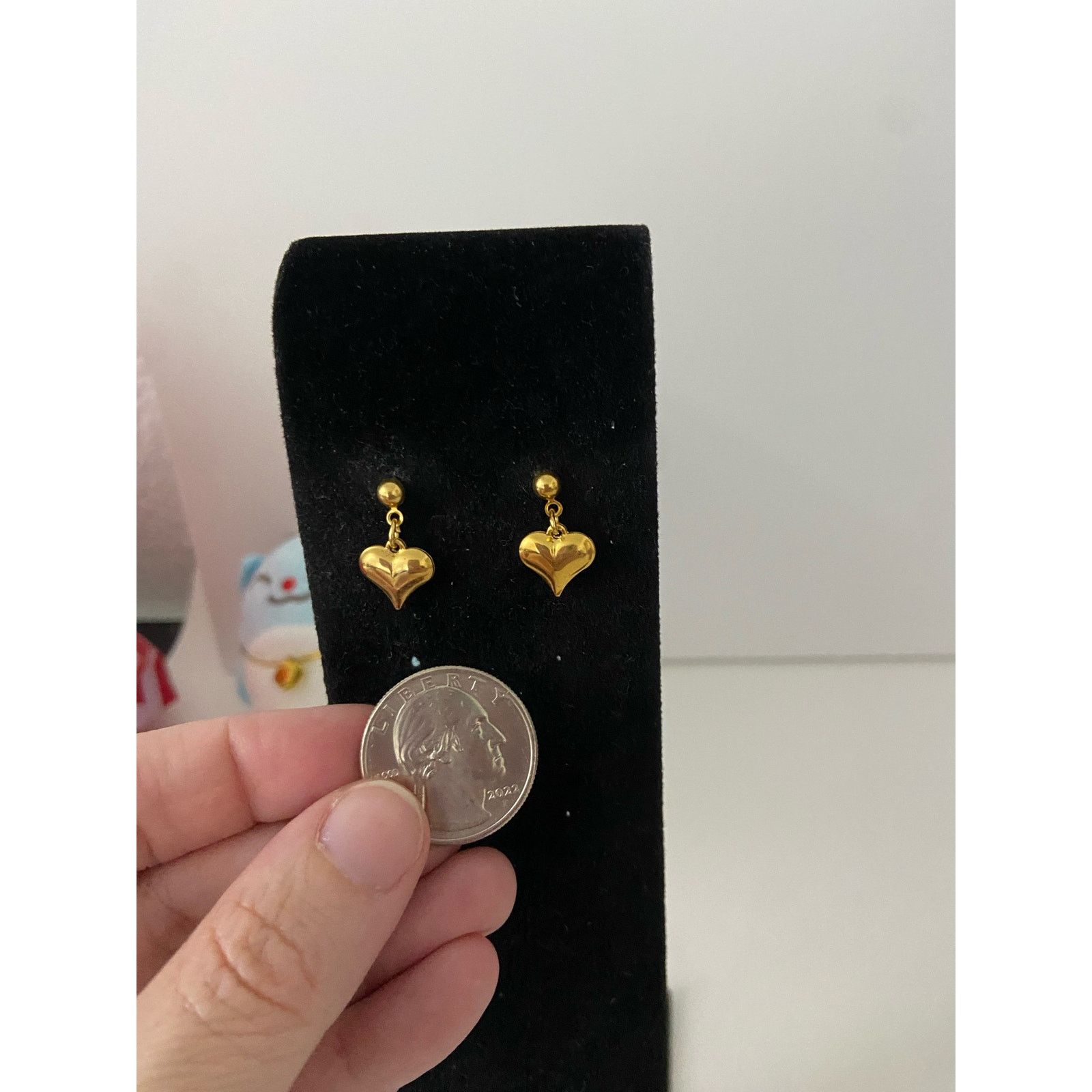 Handmade Small heart earrings gold tone Size ONE SIZE - 2 Thumbnail