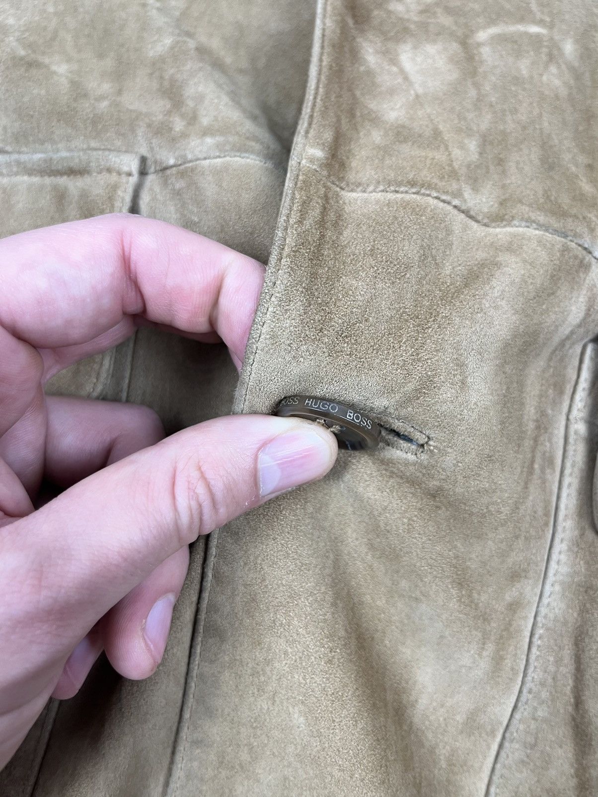 Hugo Boss Hugo Boss Vintage 90s Beige Goatskin Suede Leather Jacket Size US L / EU 52-54 / 3 - 11 Thumbnail