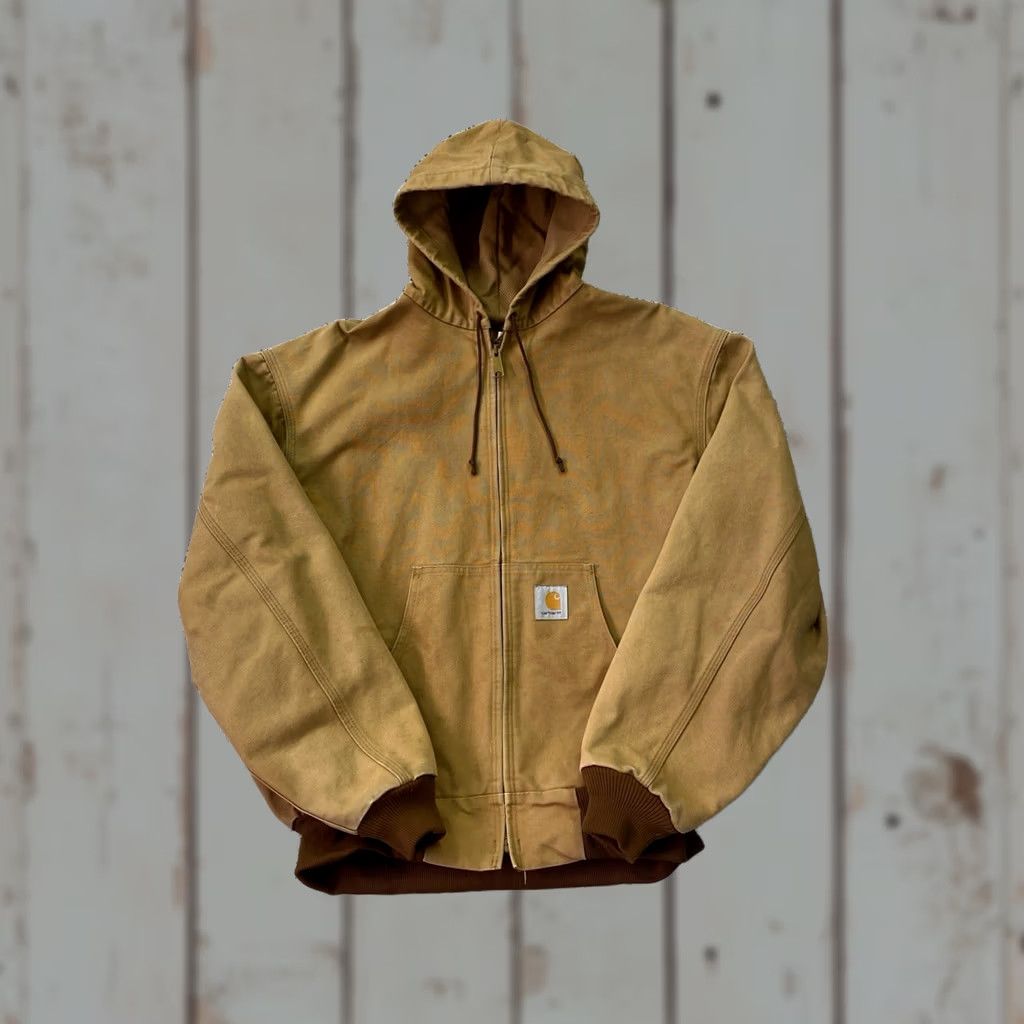 Carhartt VINTAGE Carhartt Brown Zip Up Jacket Hood Adult XL Made in USA Size US XL / EU 56 / 4 - 1 Thumbnail