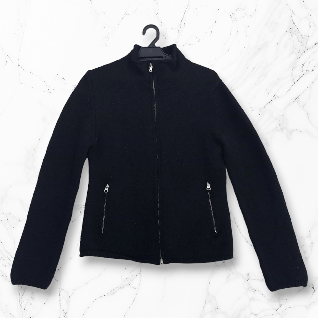 image of Archival Clothing x Cashmere Wool Inéd Homme Pure Wool Mohair Zipper Jacket in Black, Women's (Size