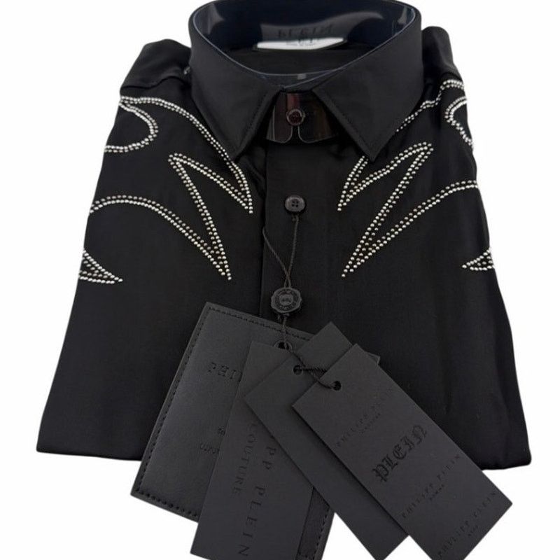 Philipp Plein Philipp Plein Men's Black Embellished Texas Shirt Size L Size US L / EU 52-54 / 3 - 5 Thumbnail