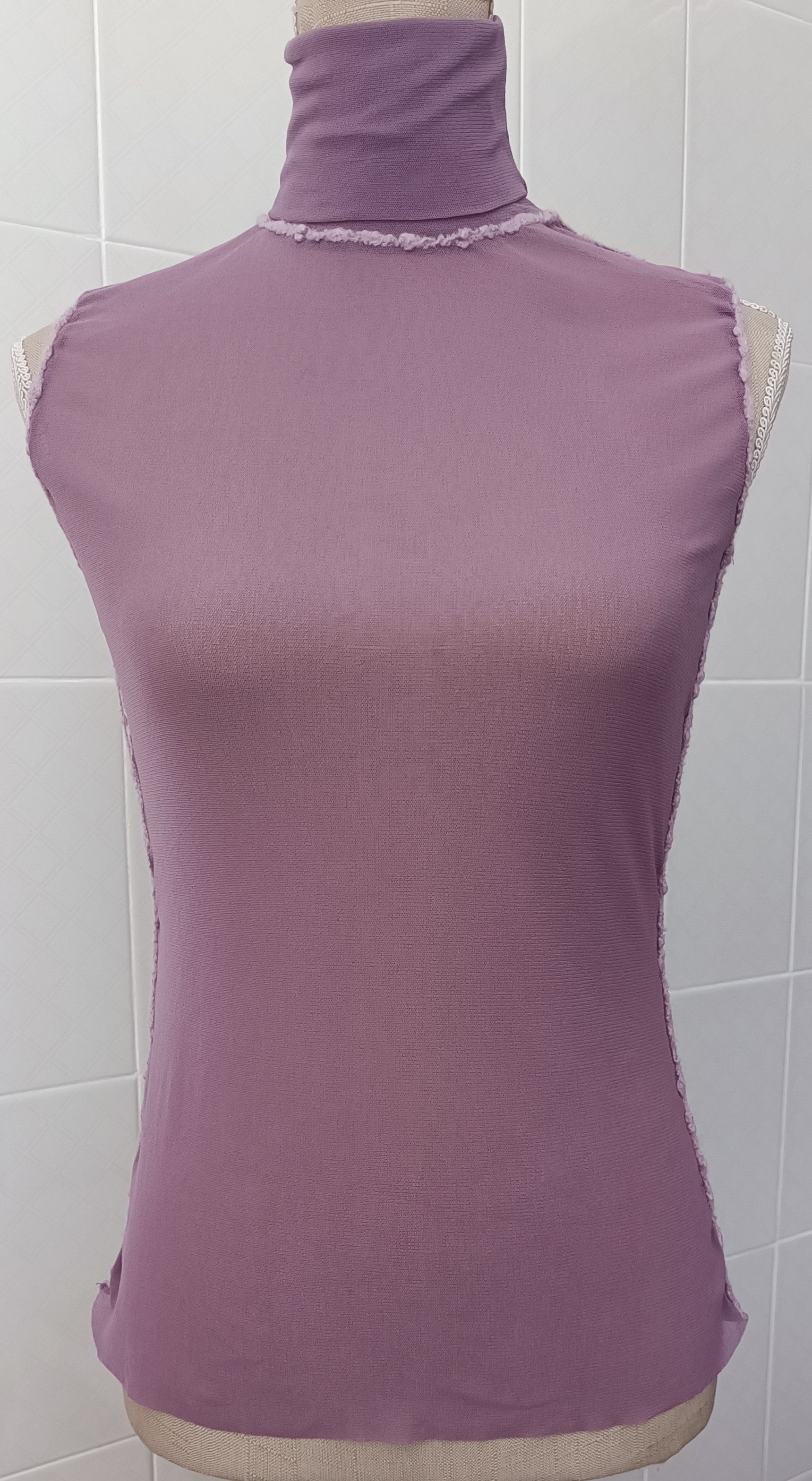 Jean Paul Gaultier 90's - Twinset - Lilac mesh tank top and jacket Size S / US 4 / IT 40 - 6 Thumbnail
