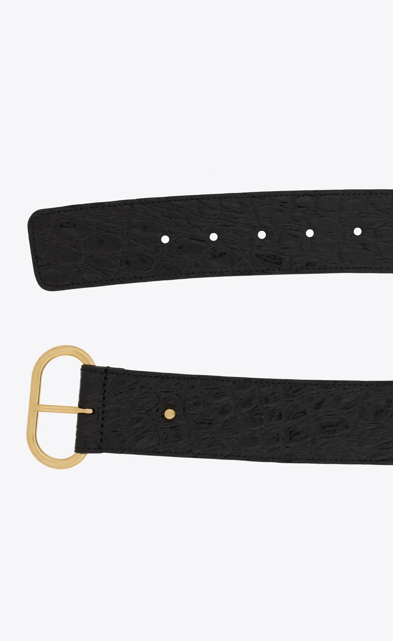 Saint Laurent Paris o1s1wg111224 Size: 70 / Oval Buckle Belt Crocodile- Embosed Size ONE SIZE - 2 Thumbnail