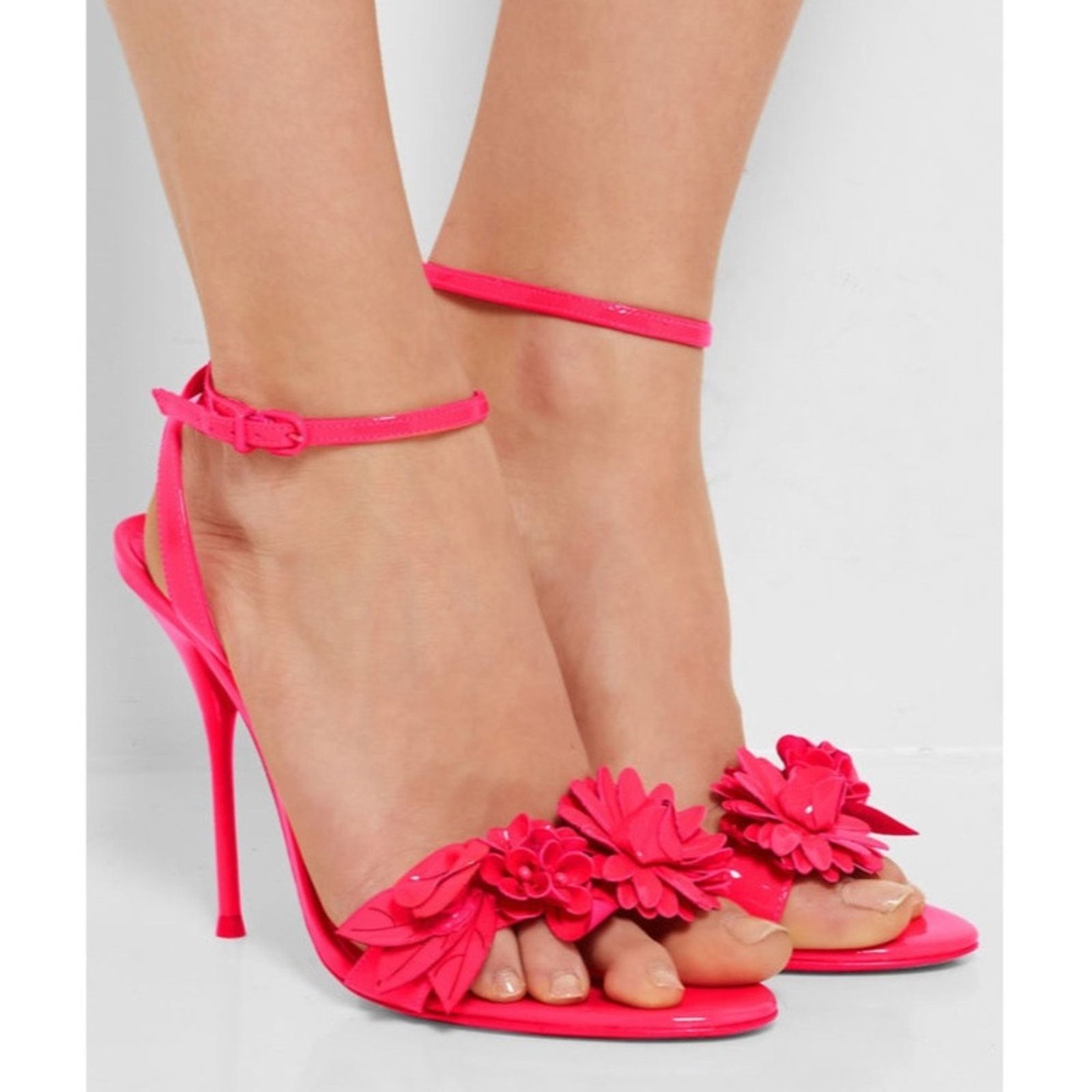 Sophia Webster Sophia Webster Floral Leather Ankle Strap Sandal Heels 37.5 Size US 7.5 / IT 37.5 - 2 Thumbnail