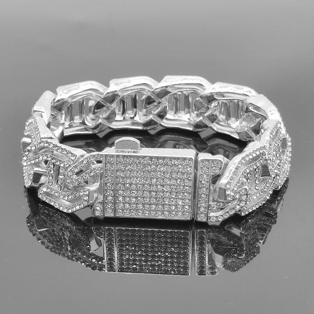 Other 16mm Prong Baguette Curb Chain Iced Cubic Zirconia Bracelet Size ONE SIZE - 2 Thumbnail