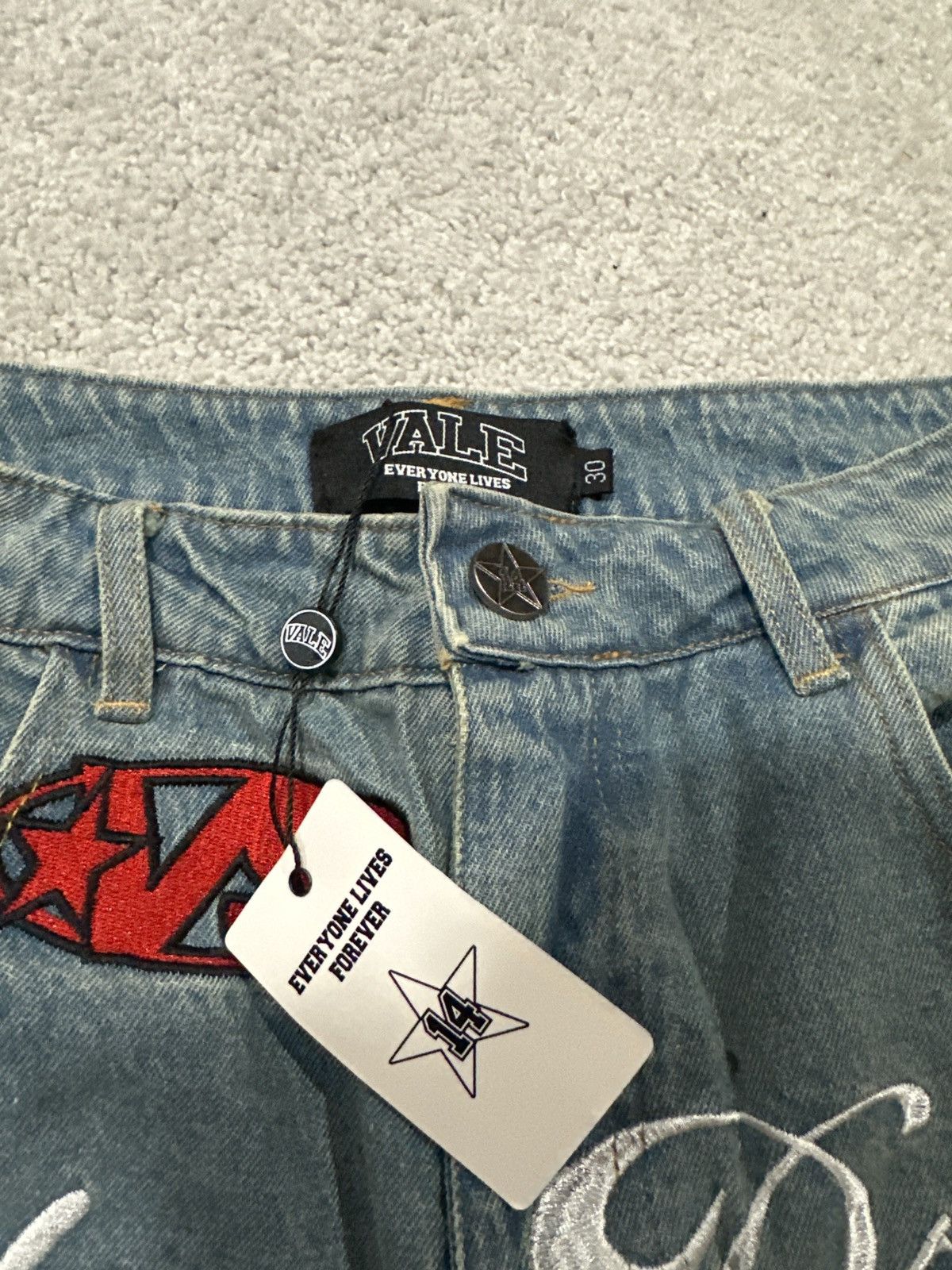 Vale Vale Football Blue Denim Shorts Size US 30 / EU 46 - 4 Thumbnail