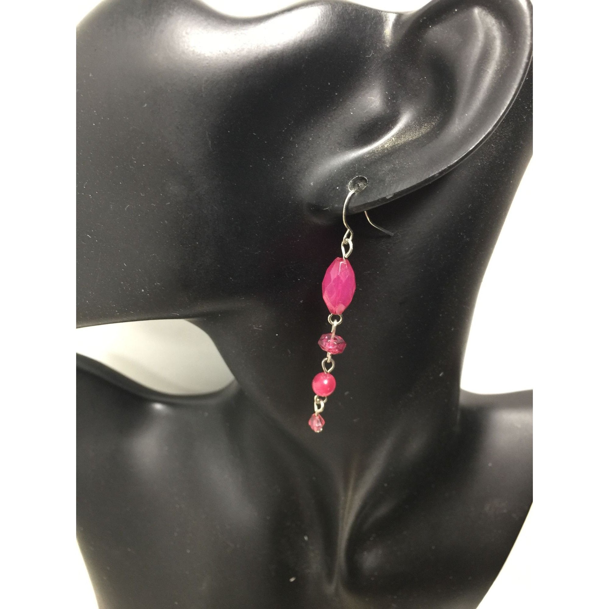 Other Women's Pink and Silver Tone Beaded Dangle Earrings Size ONE SIZE - 3 Thumbnail