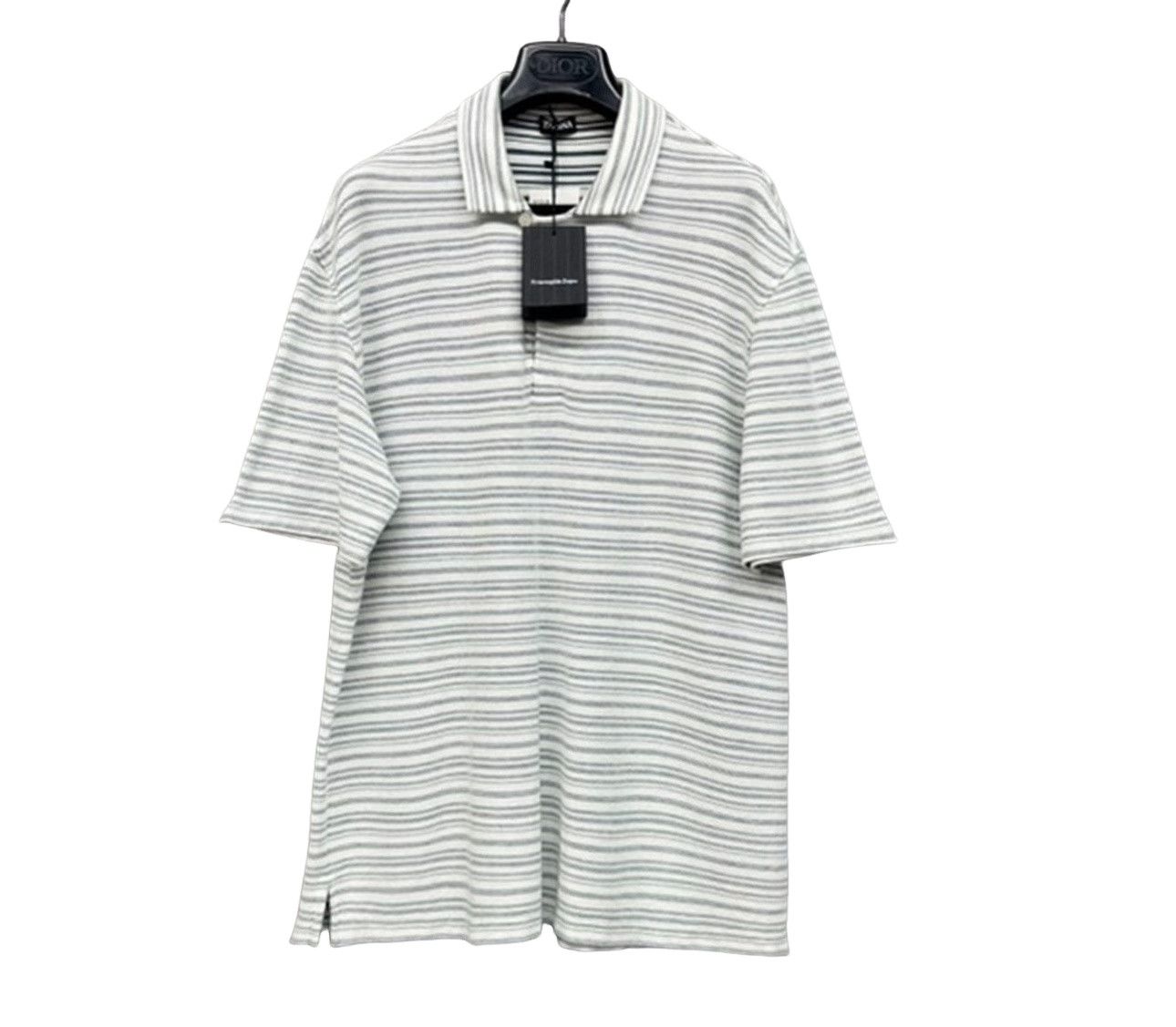 Z Zegna Zegna Waffle Knit Striped Polo Shirt Size 54 Size US L / EU 52-54 / 3 - 1 Thumbnail