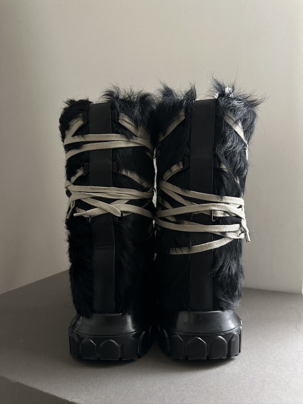 Rick Owens Rick Owens black Pony-Hair Megalace Lunar Boots Size US 6 / IT 36 - 6 Thumbnail